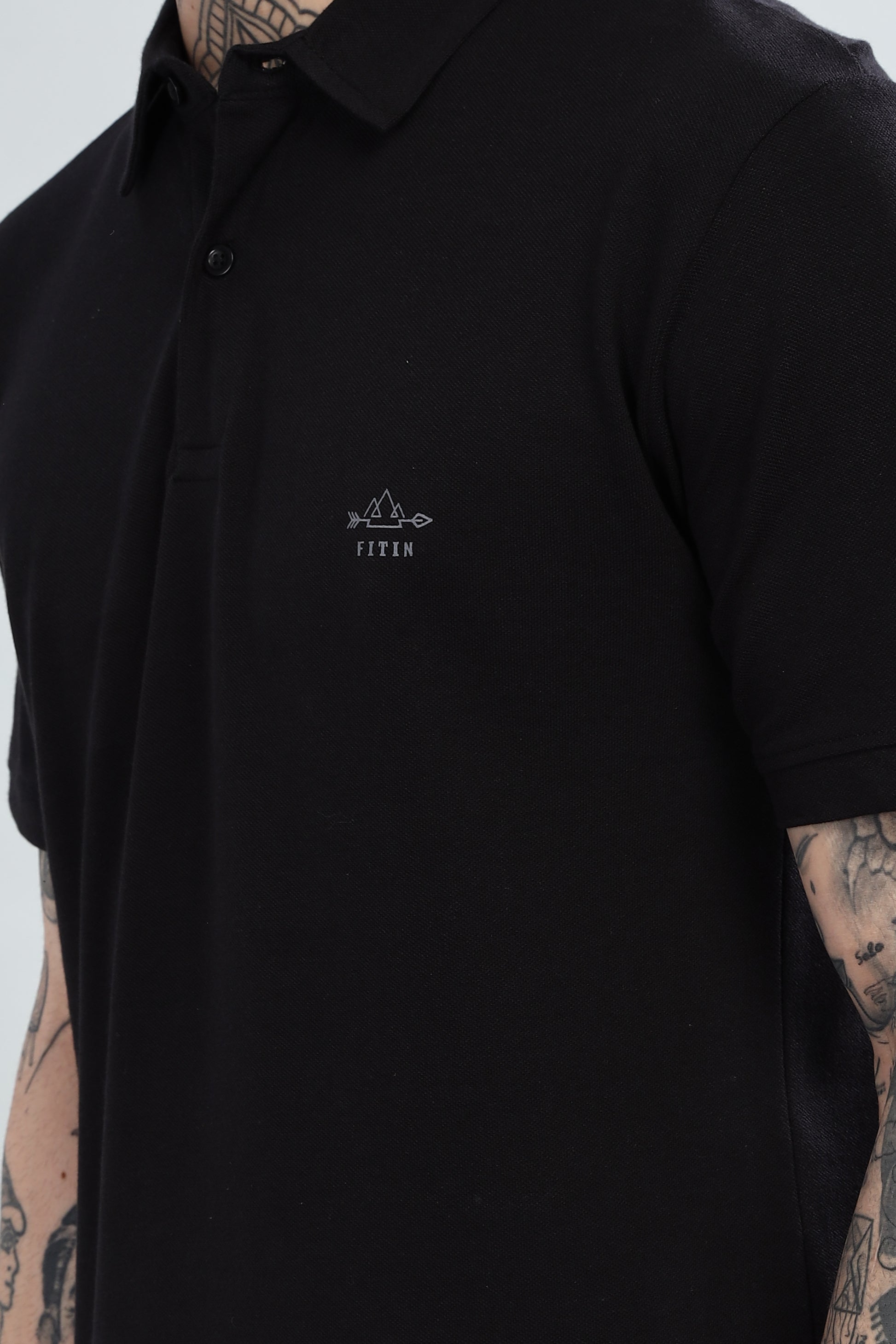 Black Cotton Polo T-Shirt