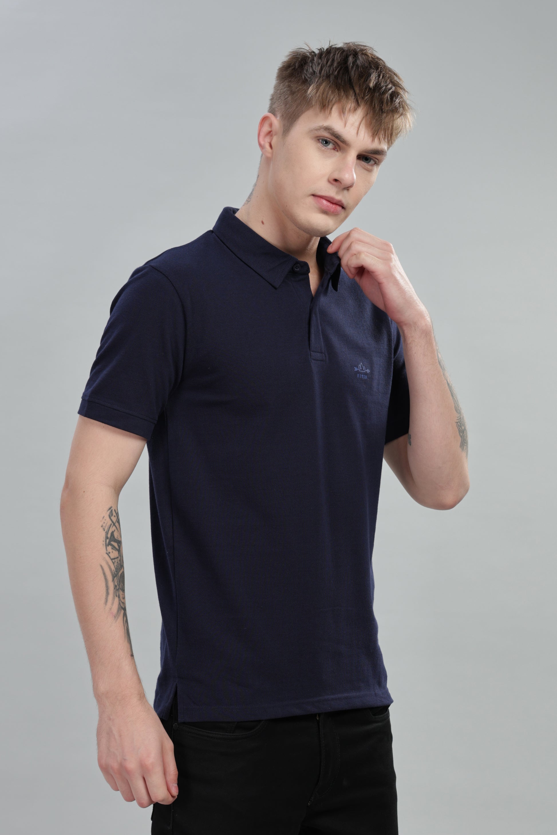 Navy Cotton Polo T-Shirt