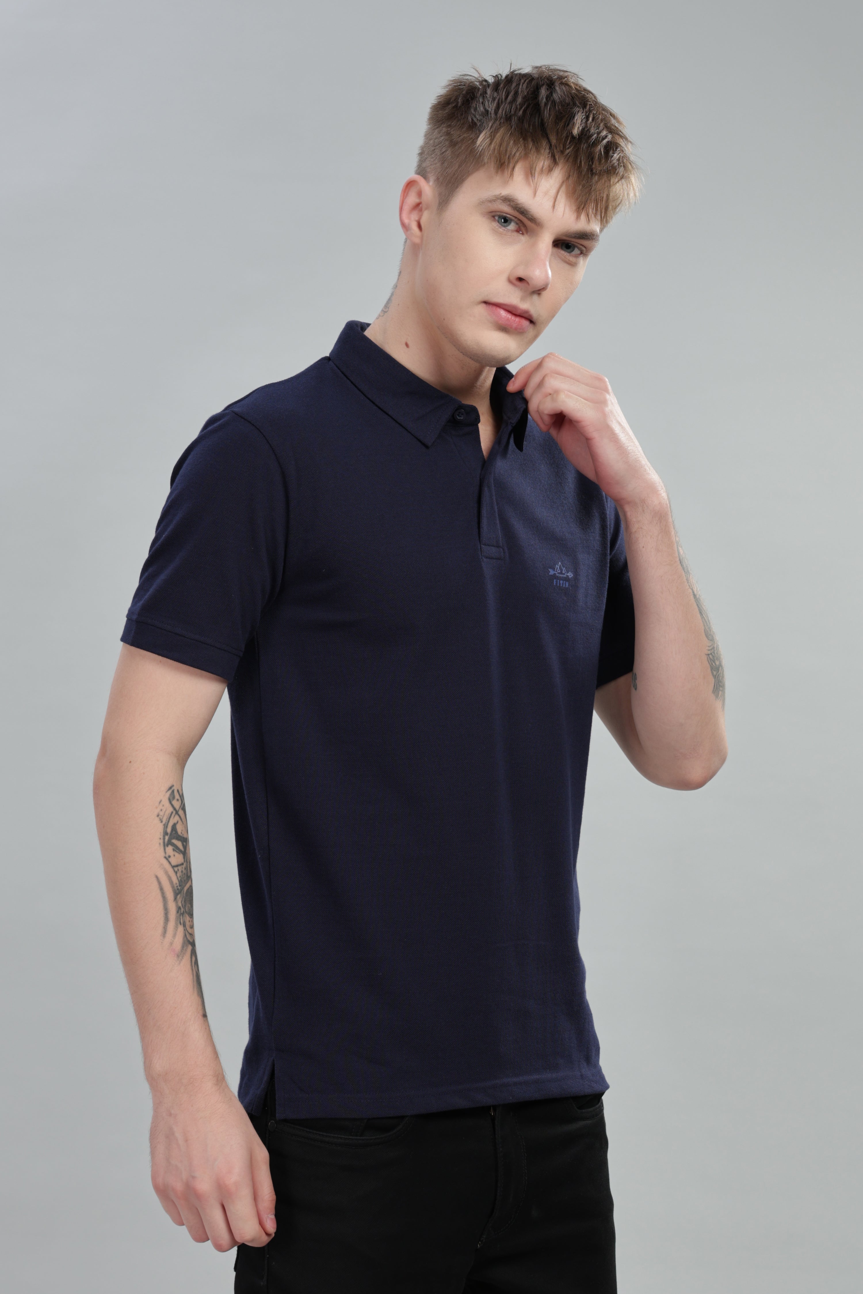 Navy Cotton Polo T-Shirt