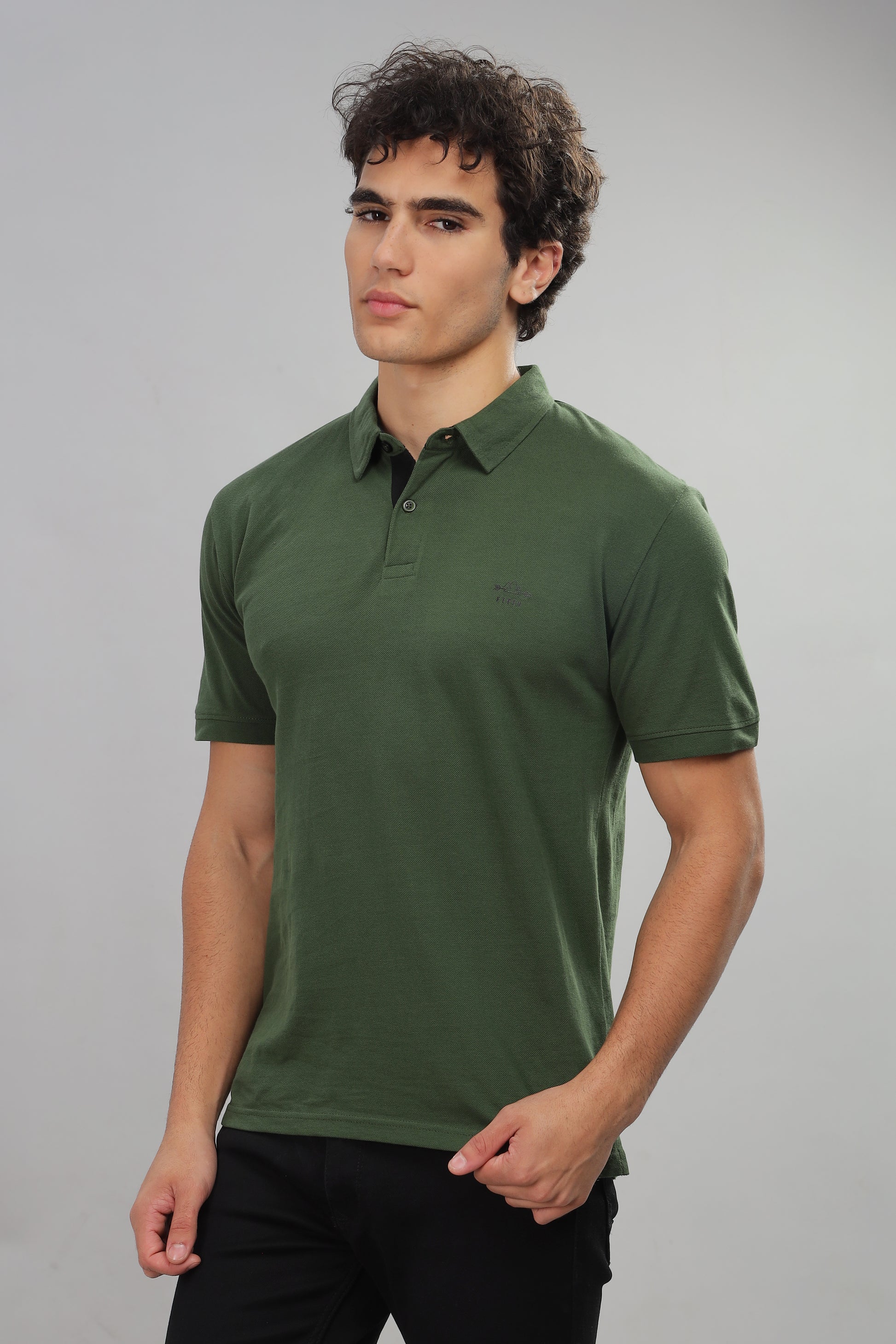 Olive Cotton Polo T-Shirt