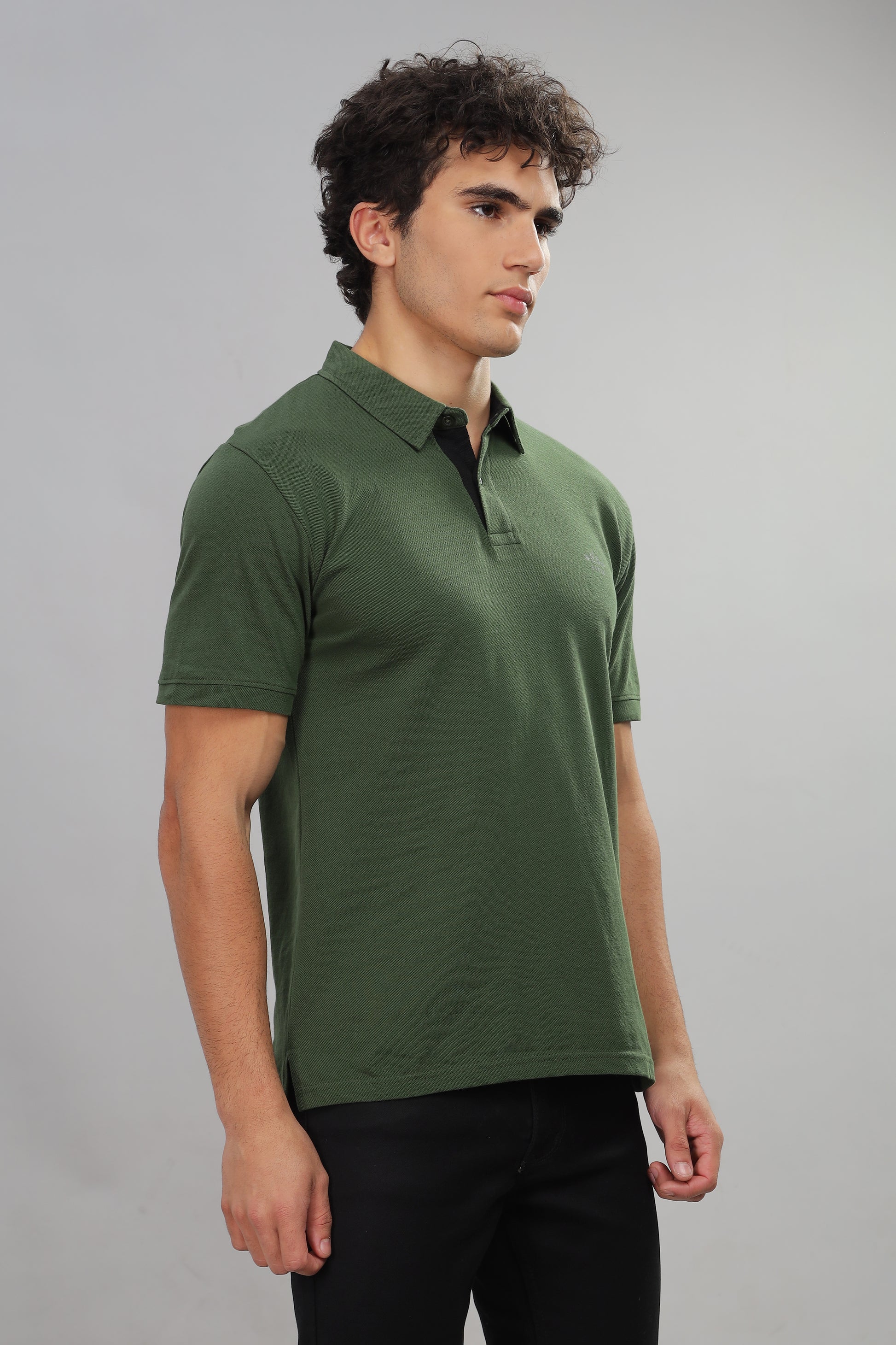 Olive Cotton Polo T-Shirt