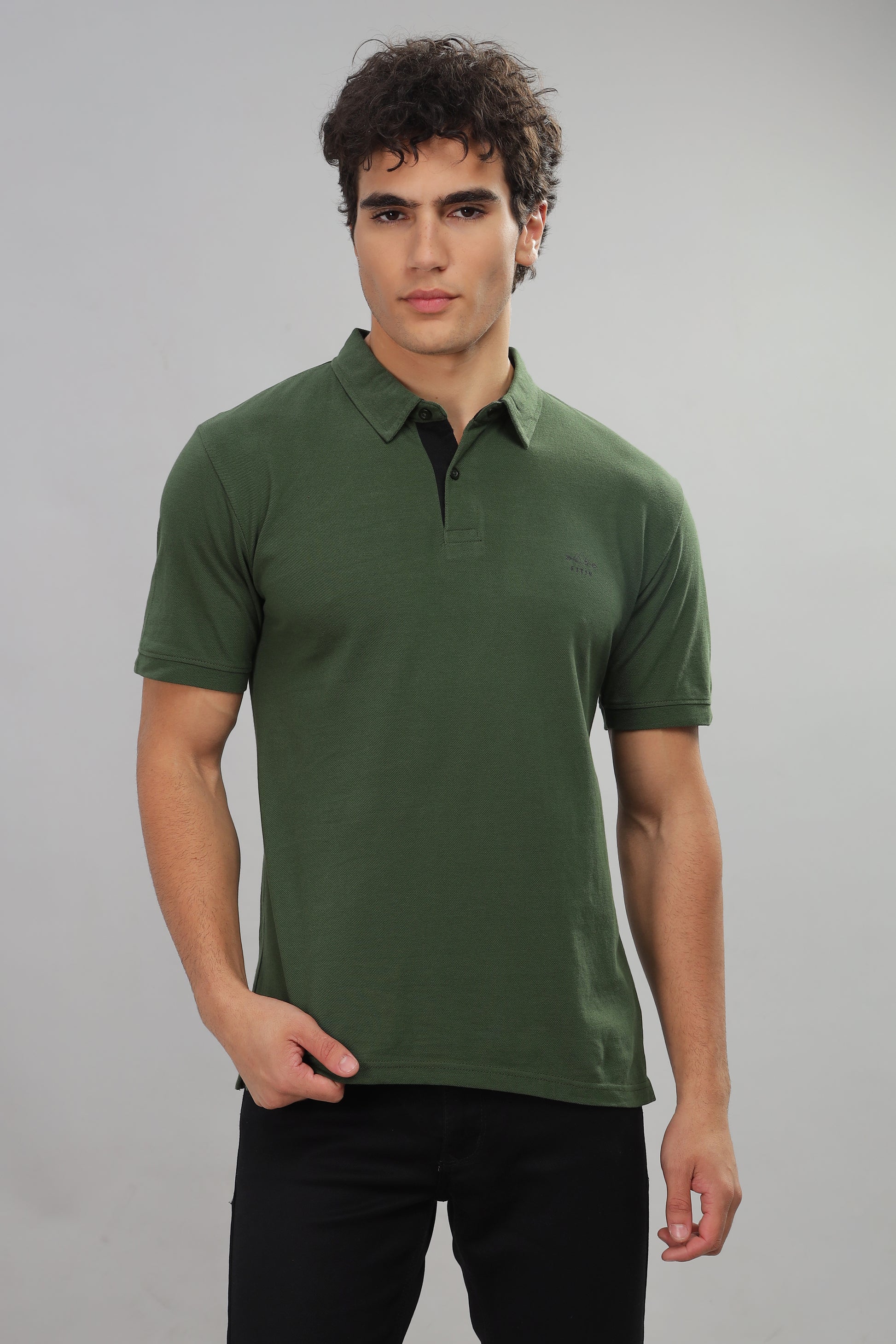 Olive Cotton Polo T-Shirt