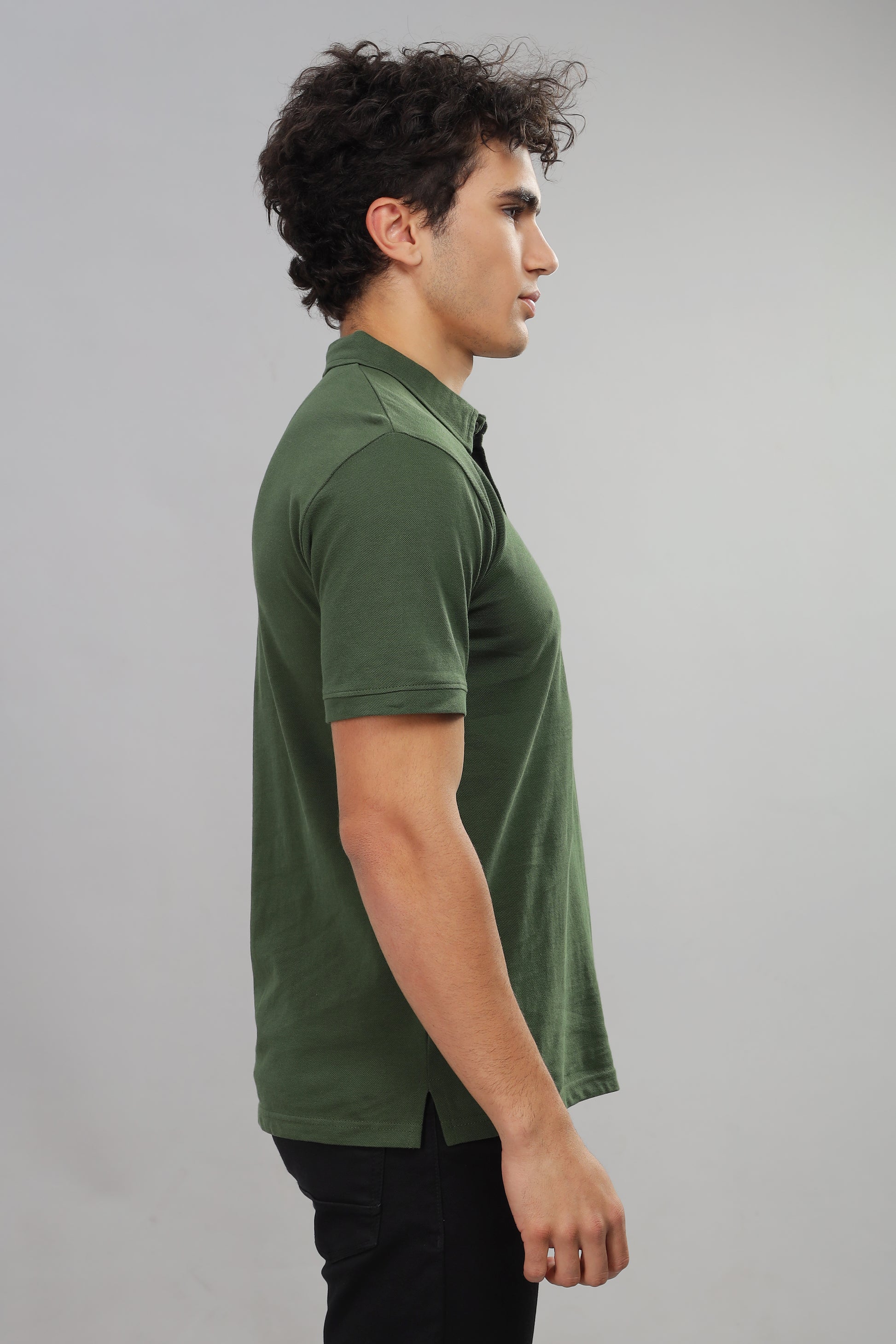 Olive Cotton Polo T-Shirt