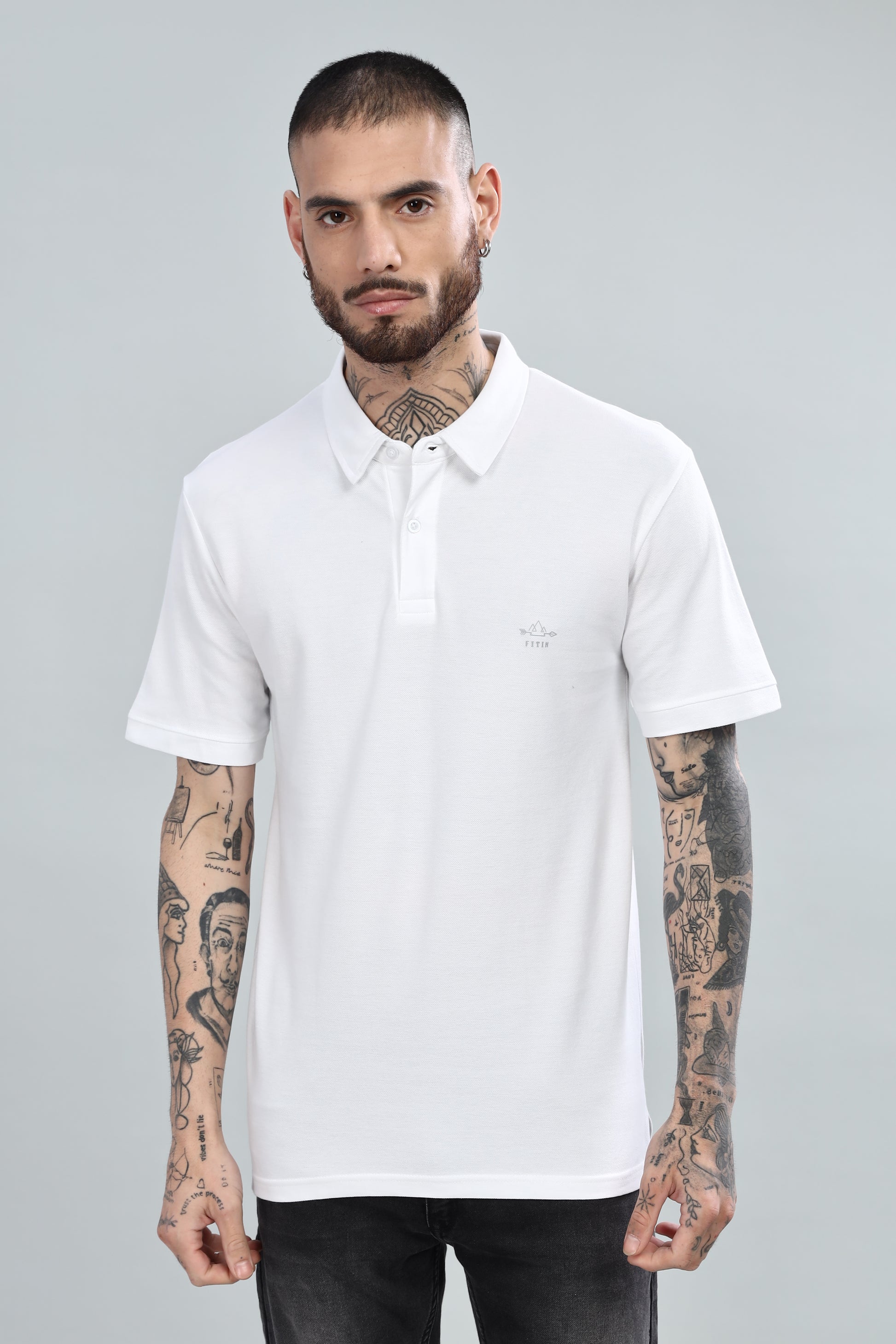White Cotton Polo T-Shirt