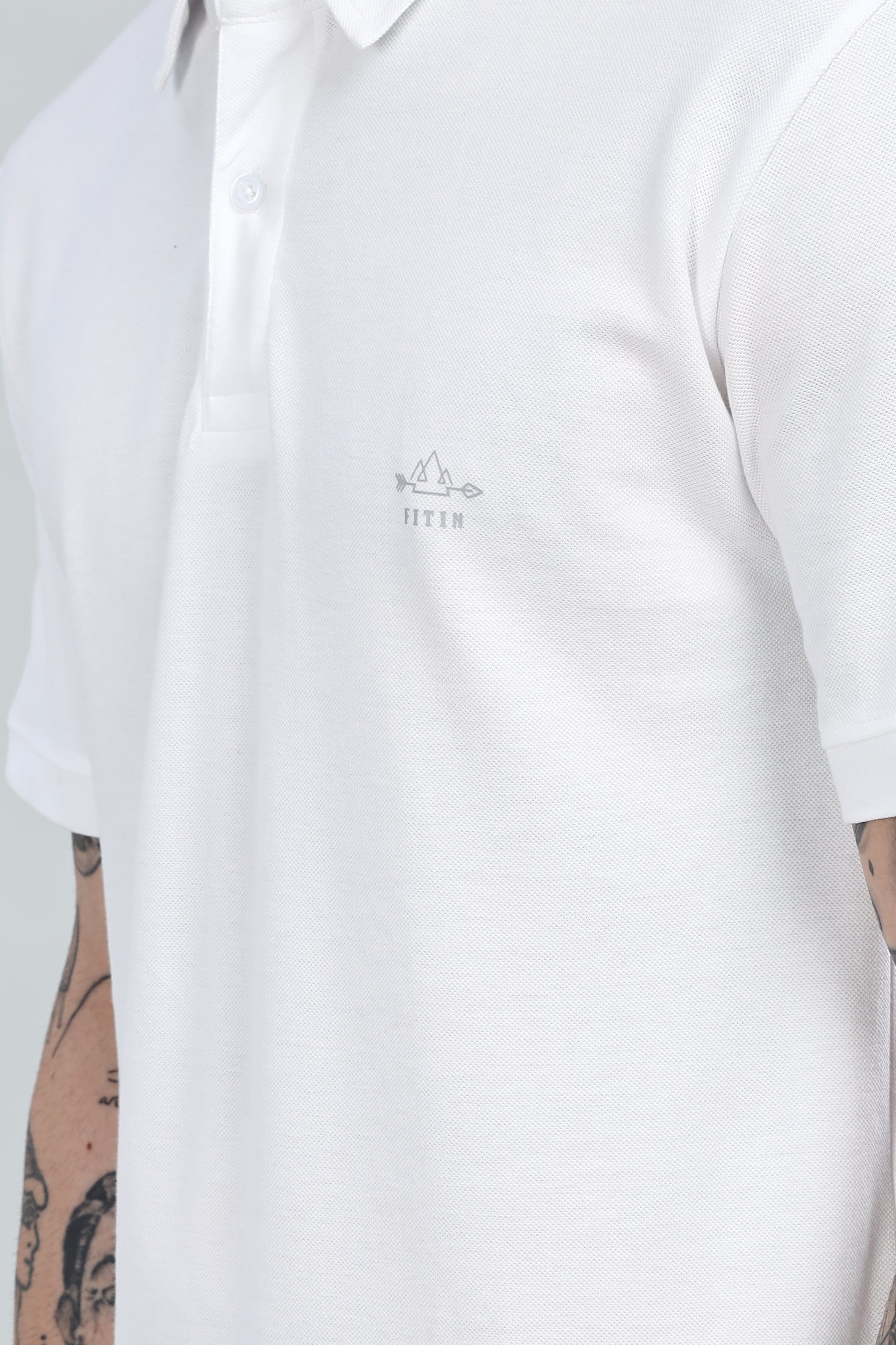 White Cotton Polo T-Shirt
