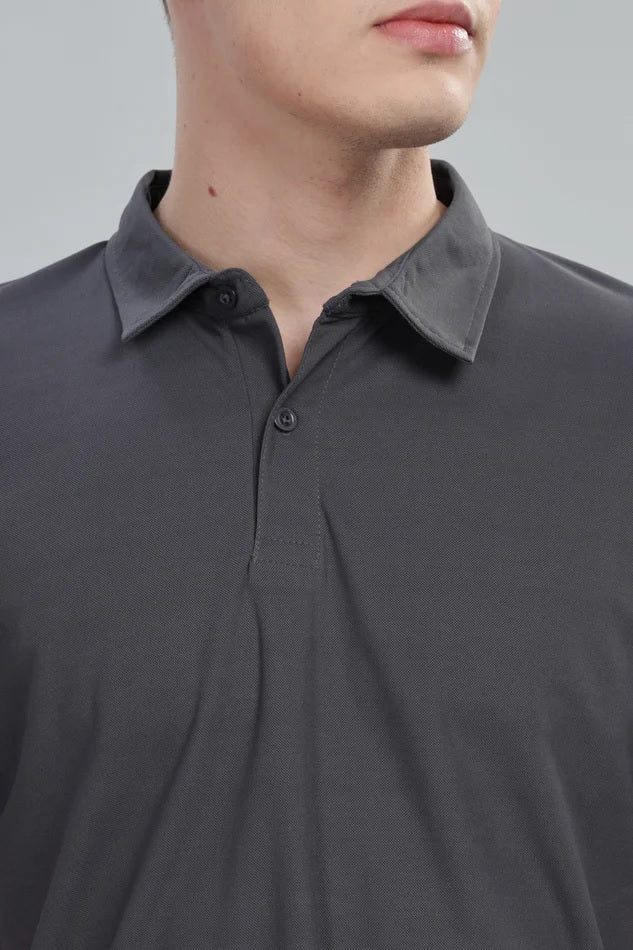 Dark Grey Daily Wear Polo T-Shirt