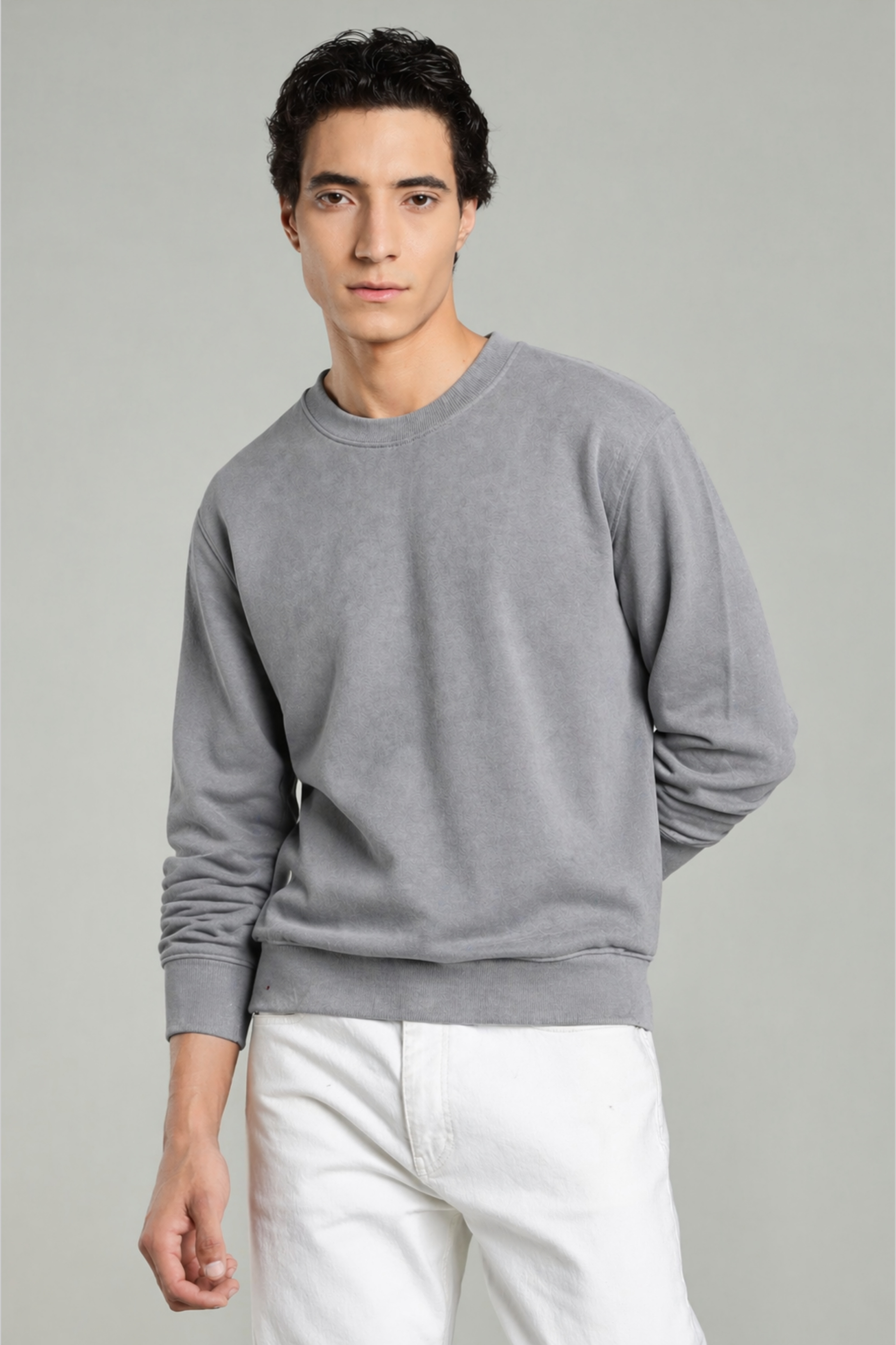 Dark Grey Solid Sweatshirt