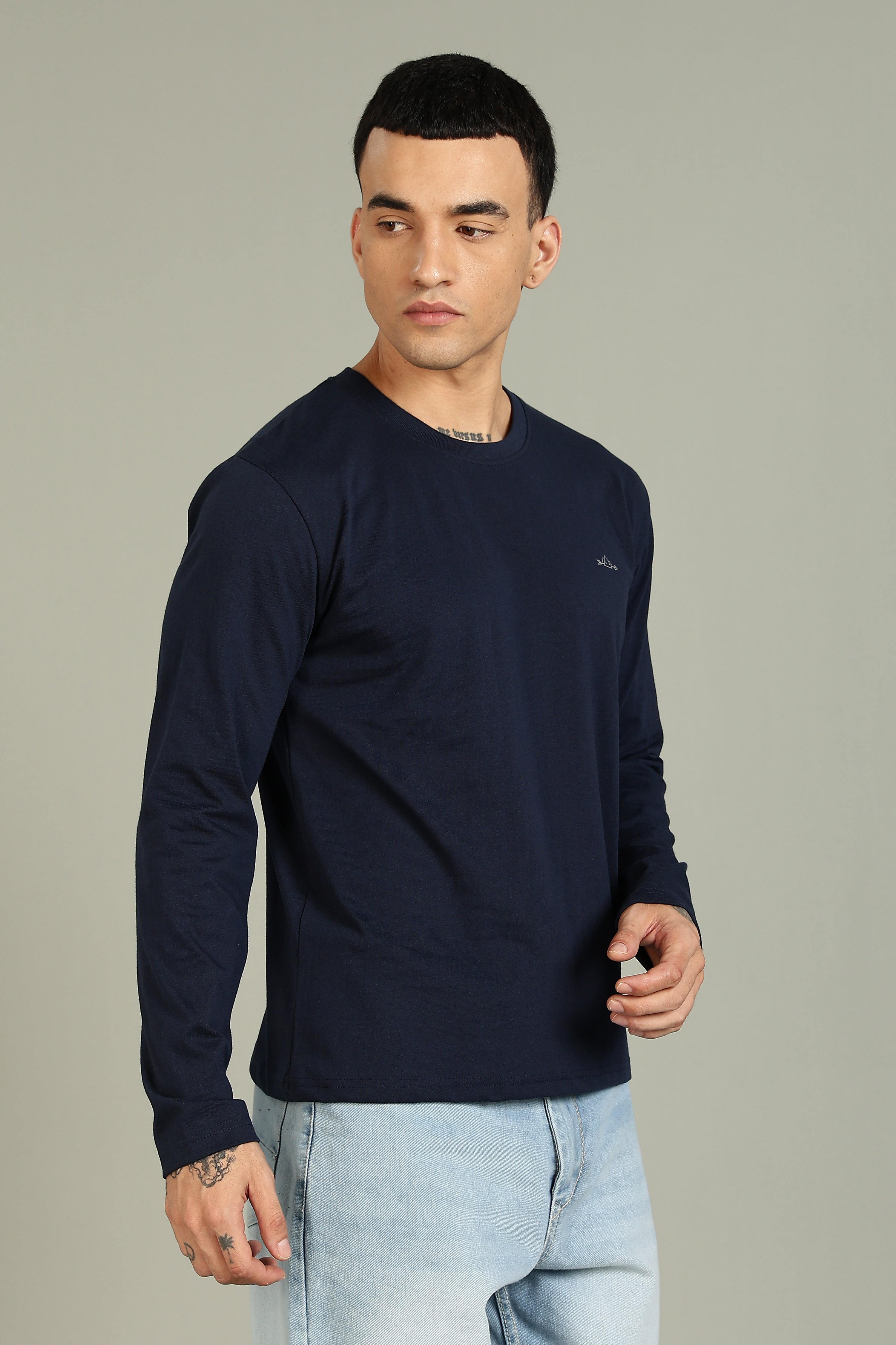 Plain Navy Full Sleeve Tee