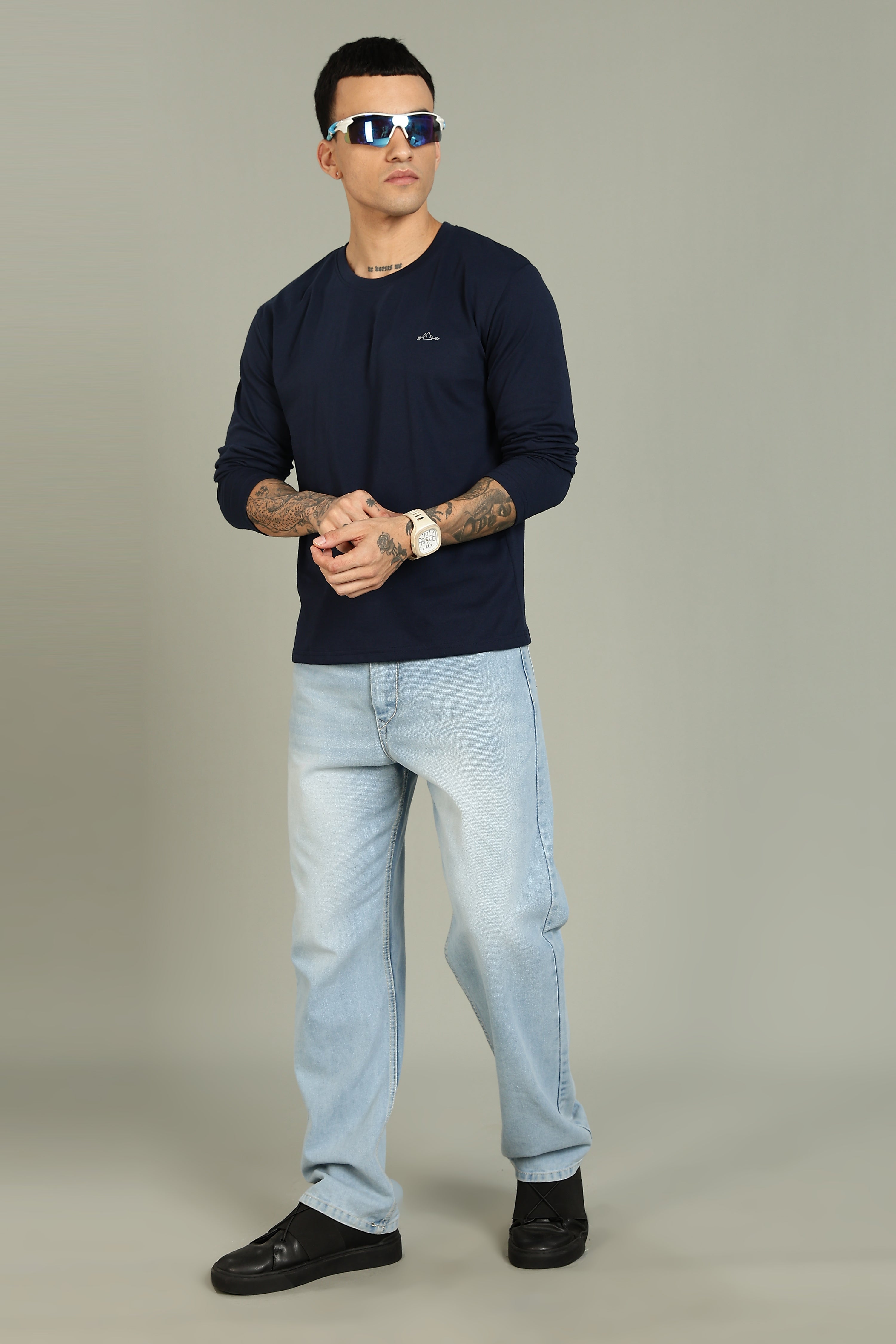 Plain Navy Full Sleeve Tee