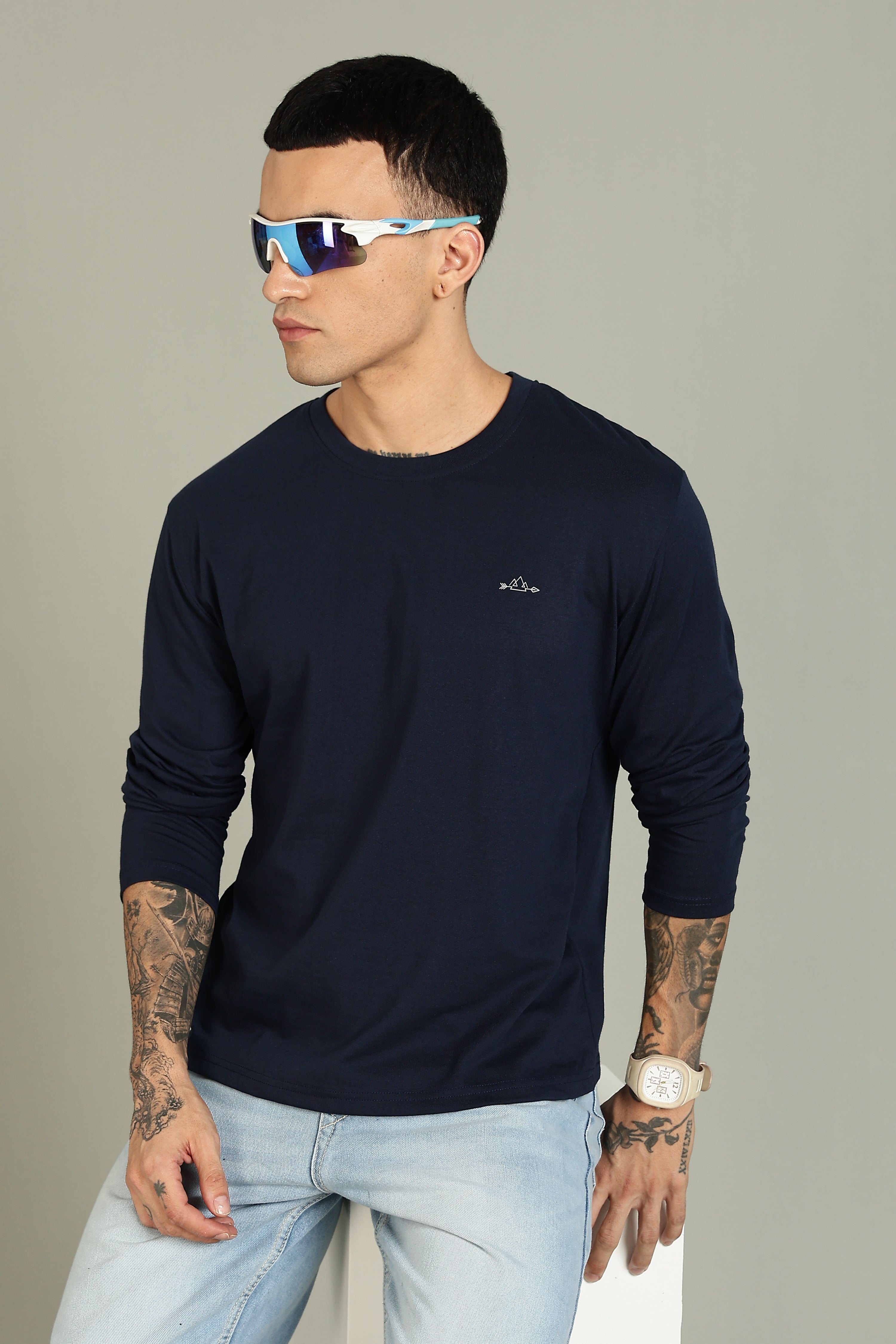 Plain Navy Full Sleeve Tee