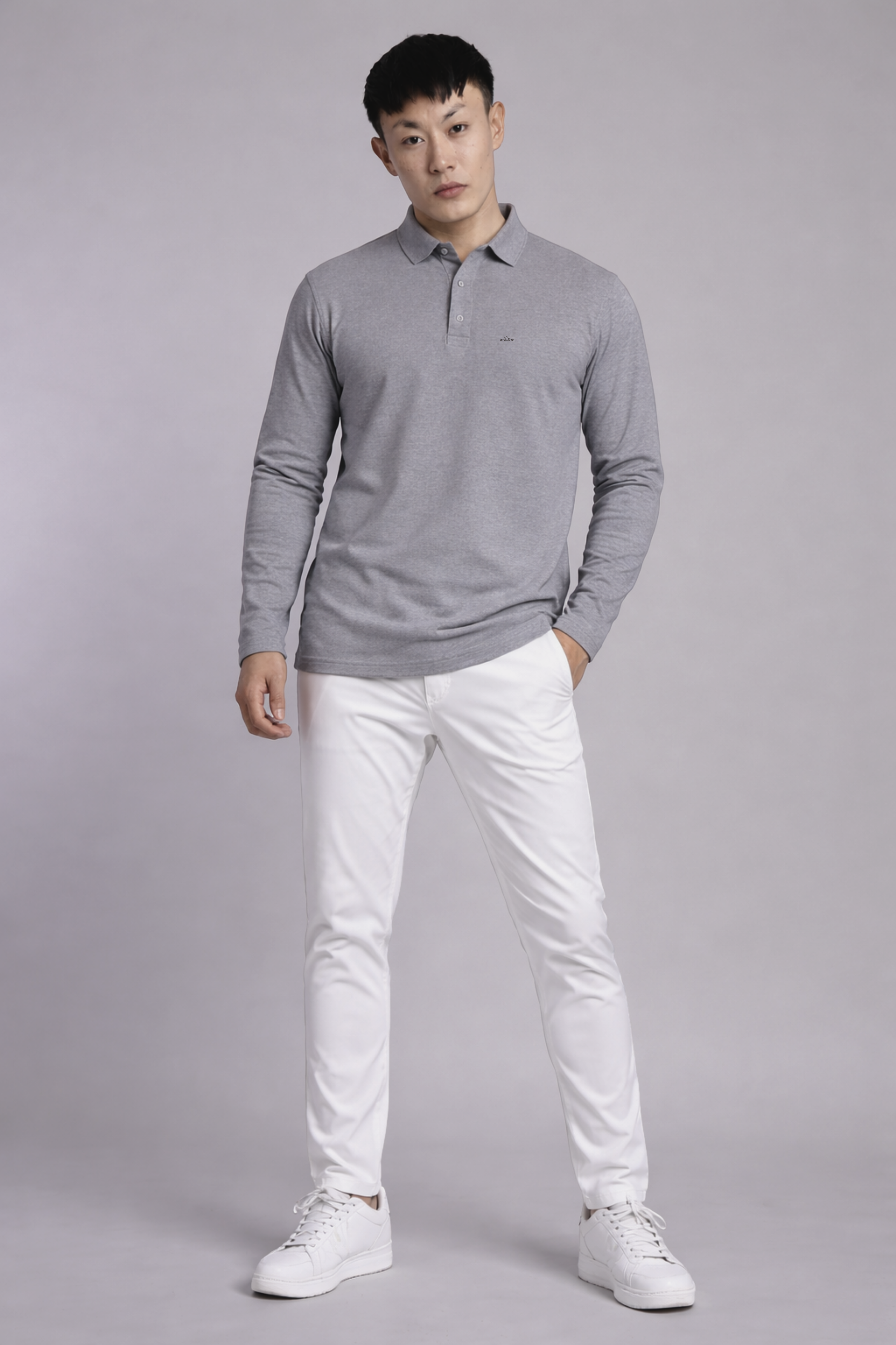 Grey Full Sleeve Polo
