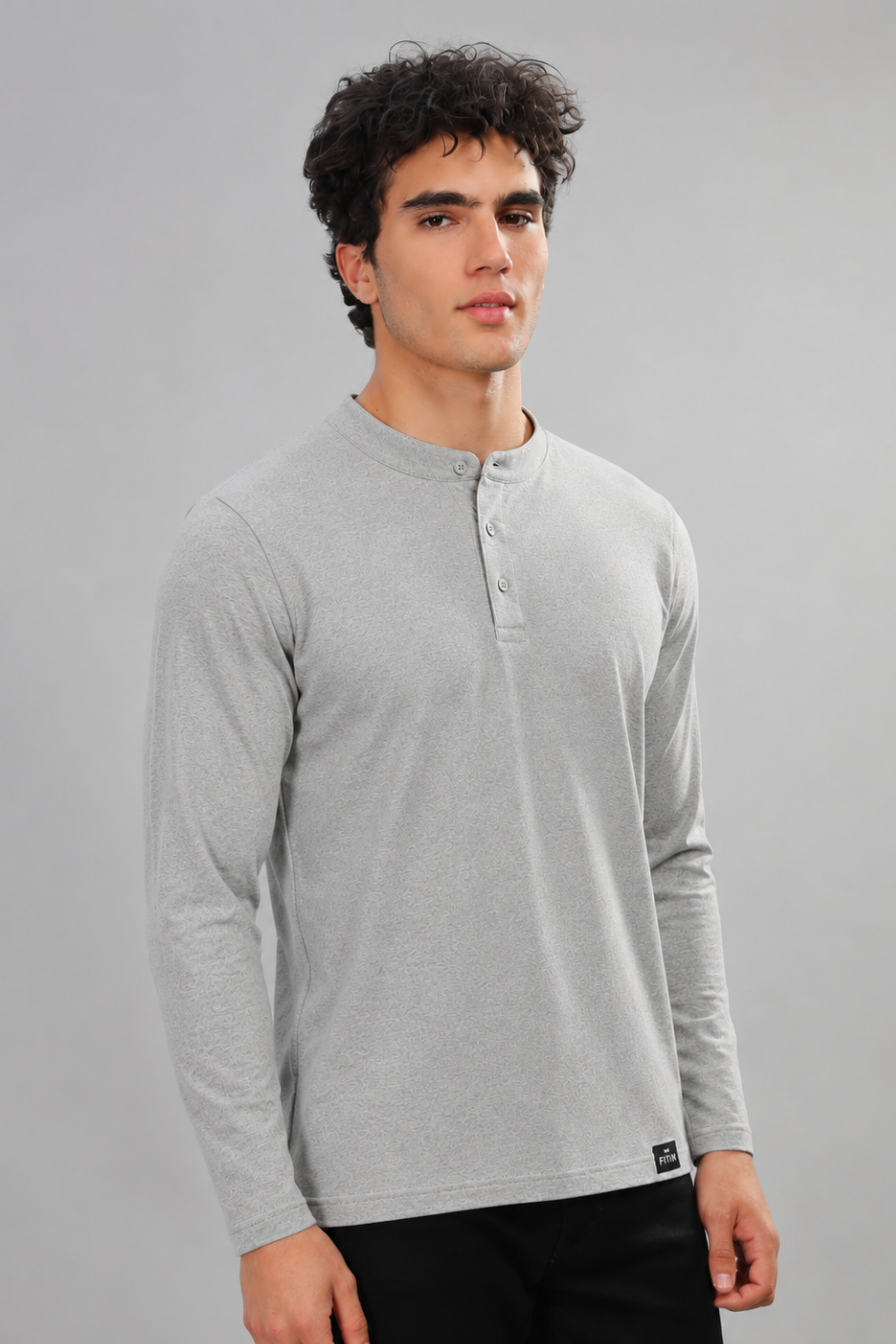 Grey Henly Neck T-Shirt