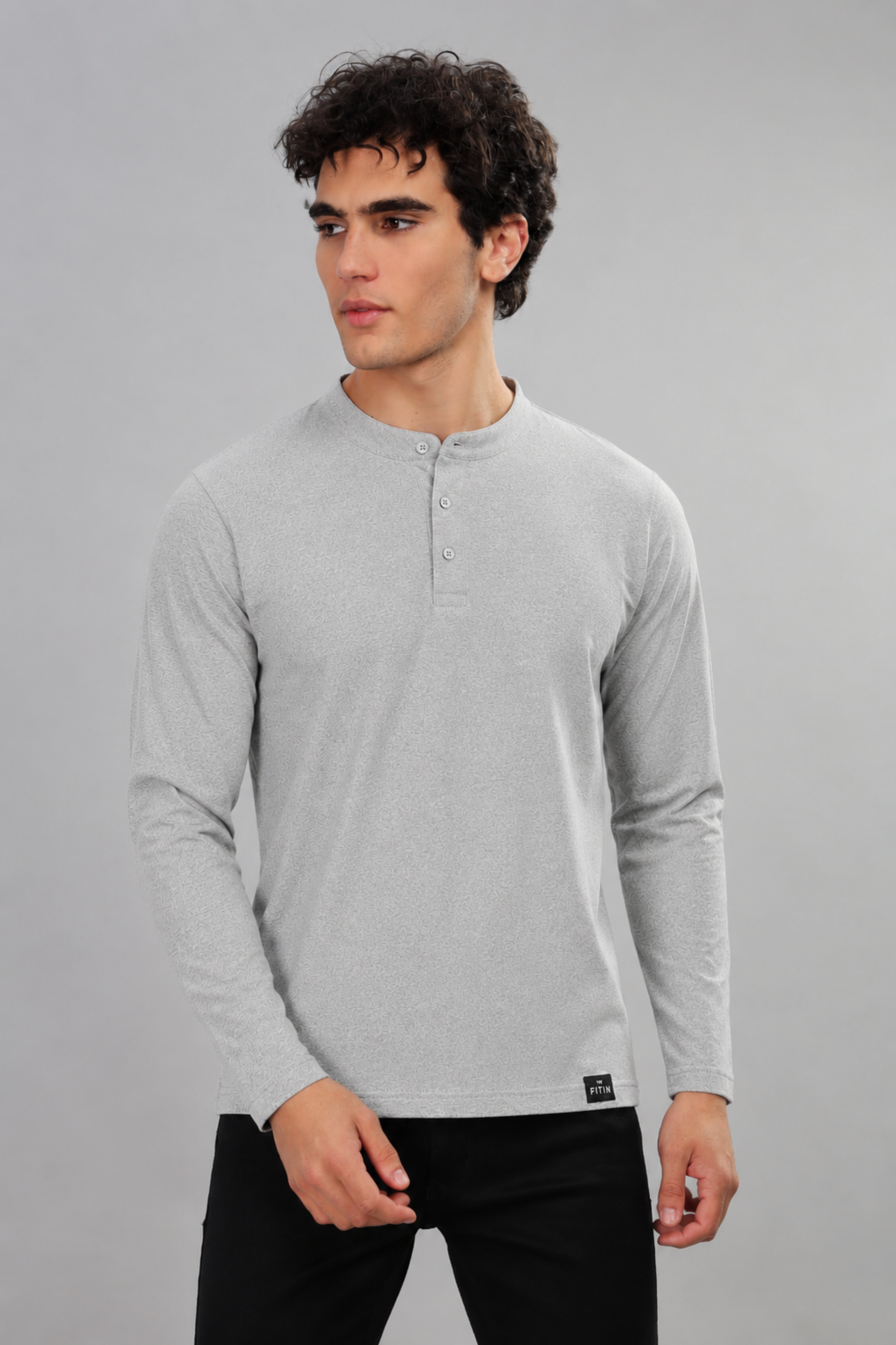 Grey Henly Neck T-Shirt