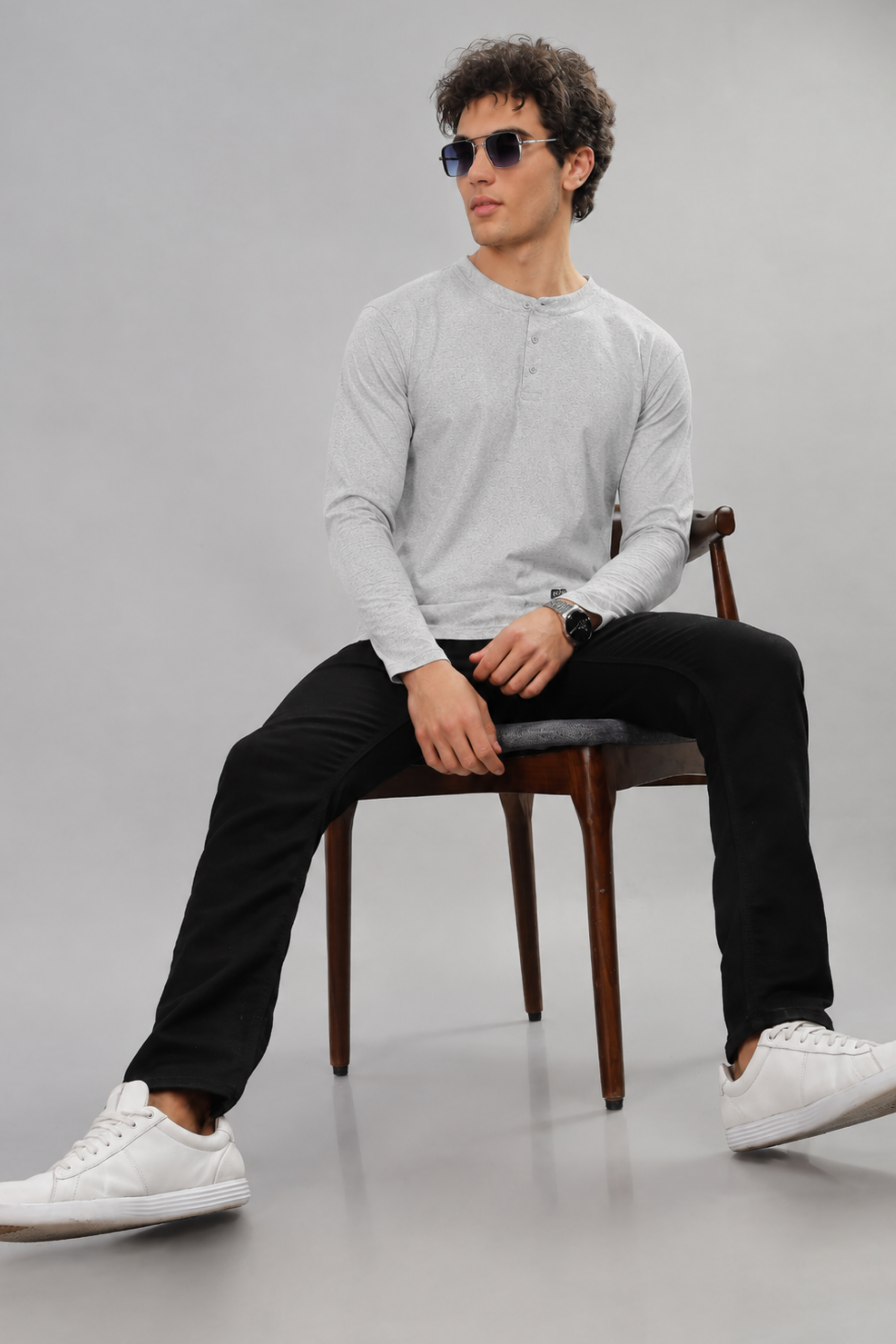 Grey Henly Neck T-Shirt