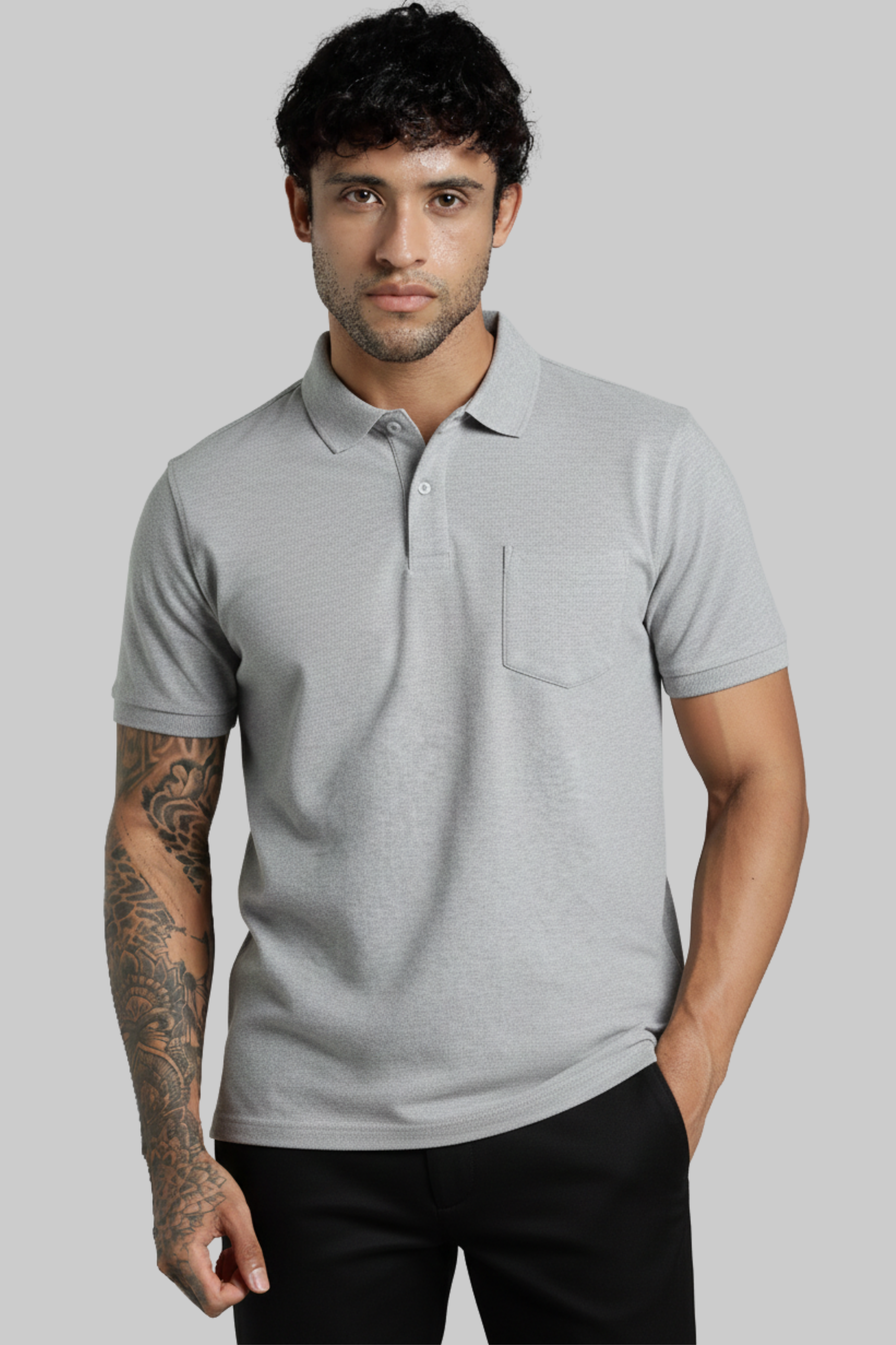 Grey Pocket Polo