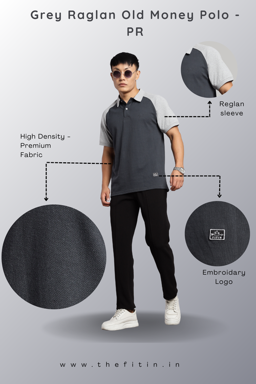 Grey Raglan Old Money Polo - PR