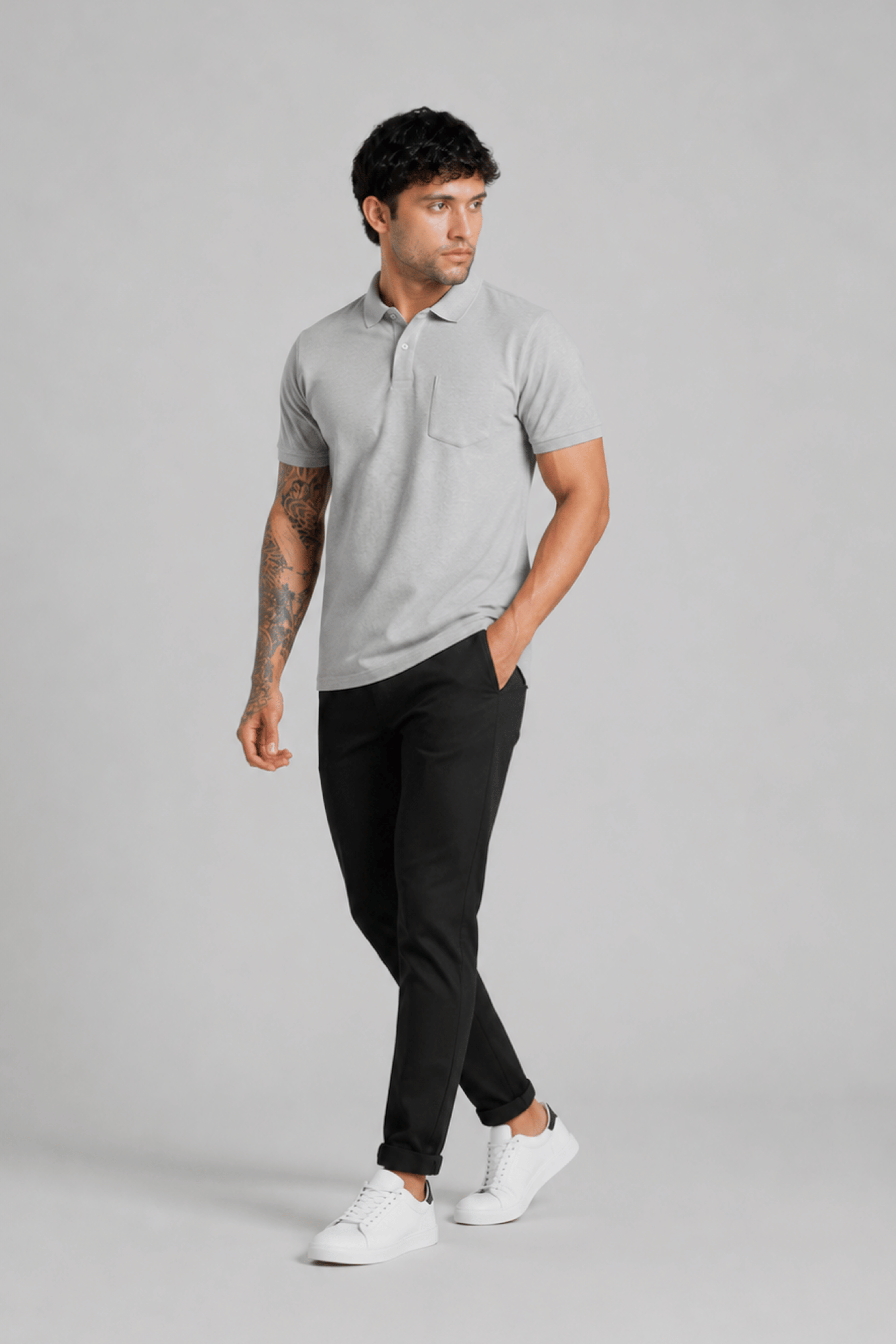 Grey Pocket Polo