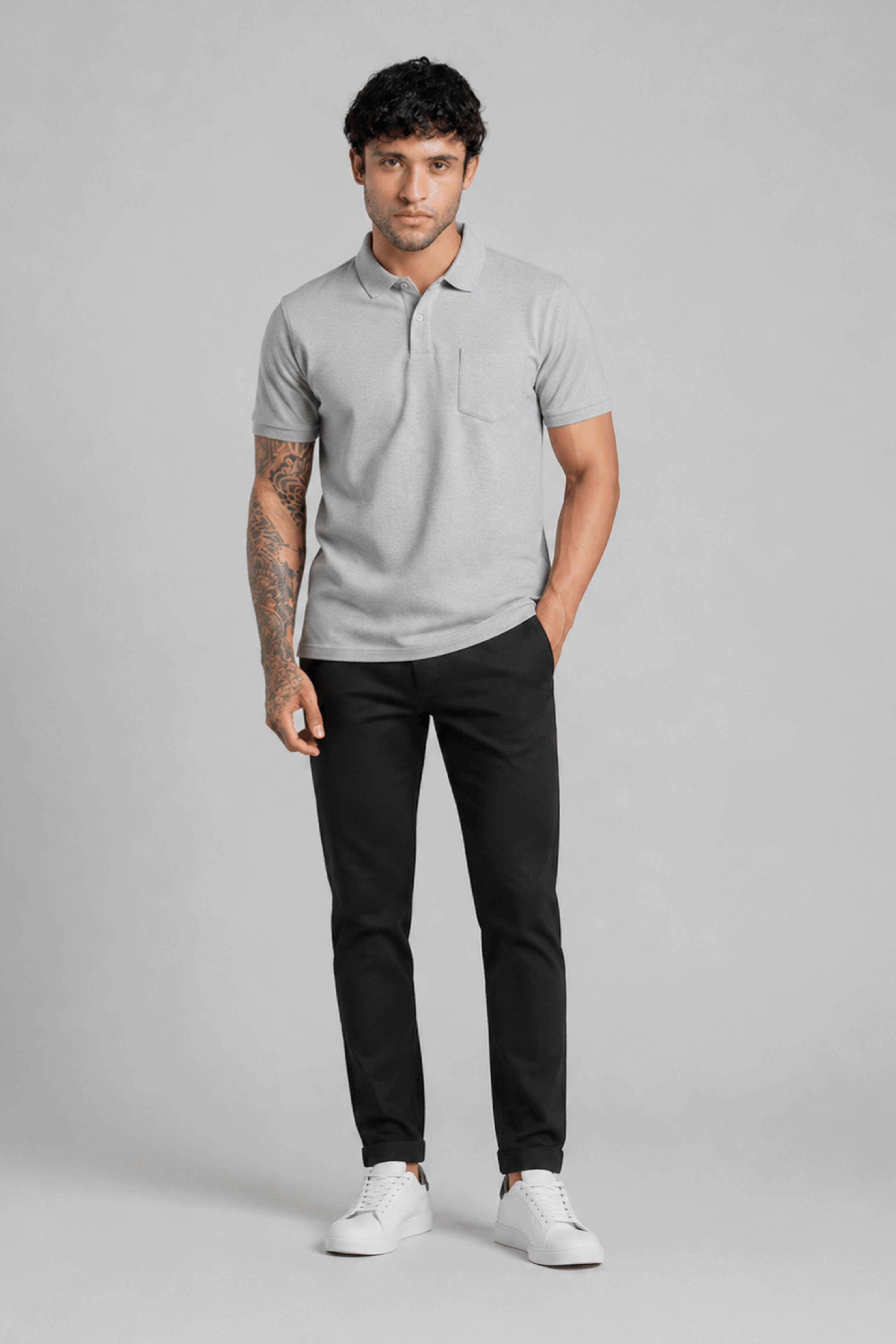 Grey Pocket Polo
