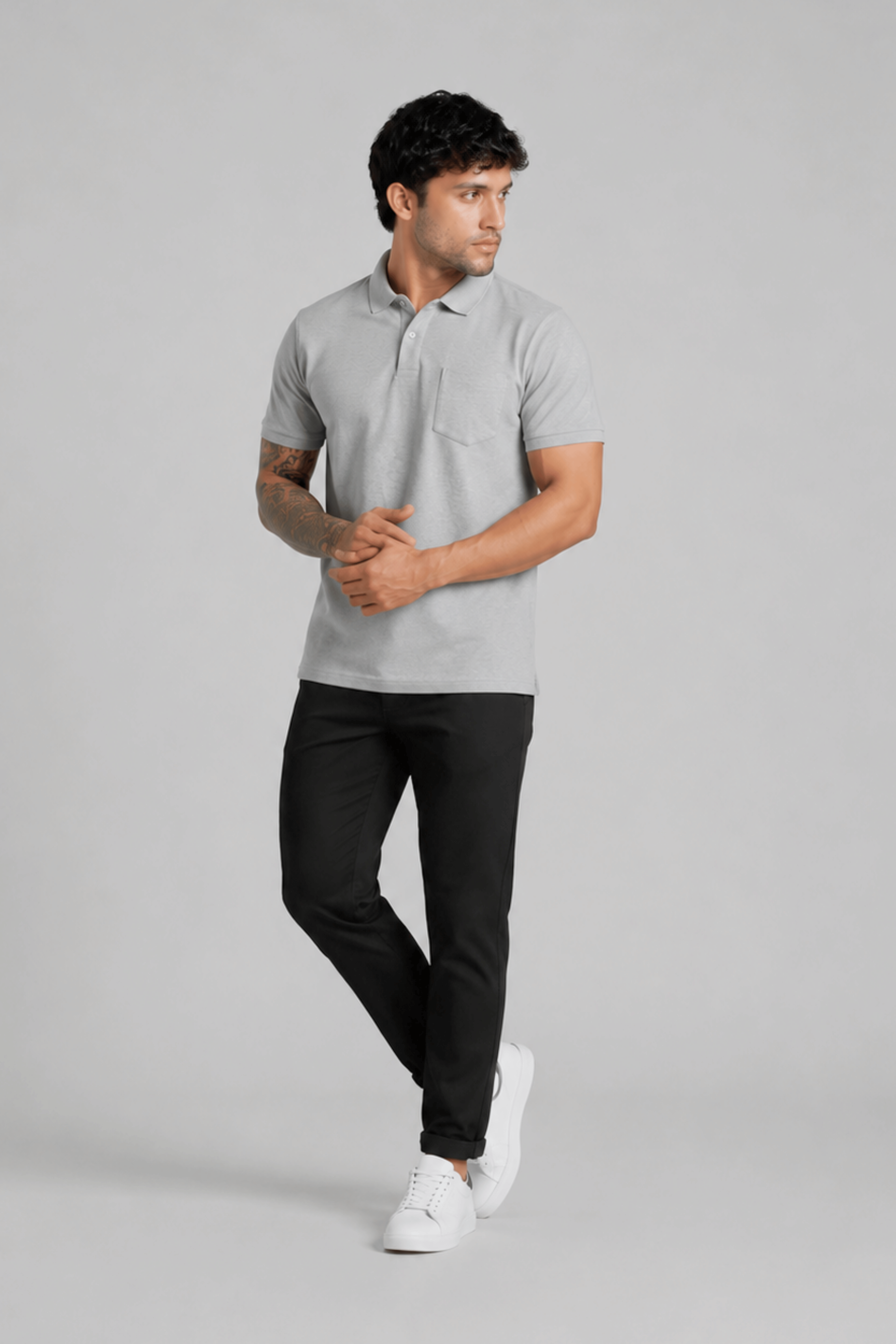 Grey Pocket Polo