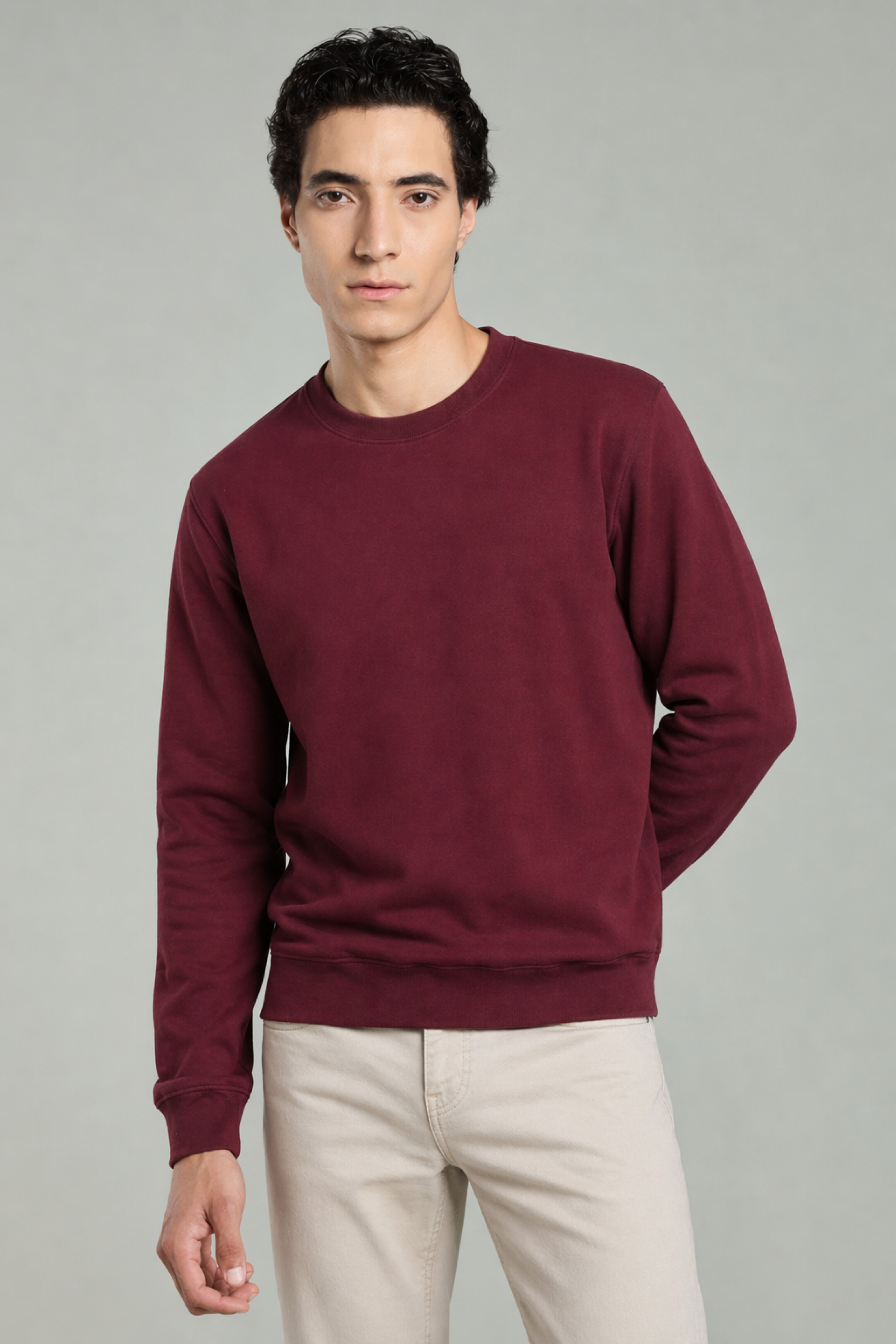 Maroon Solid Sweatshirt