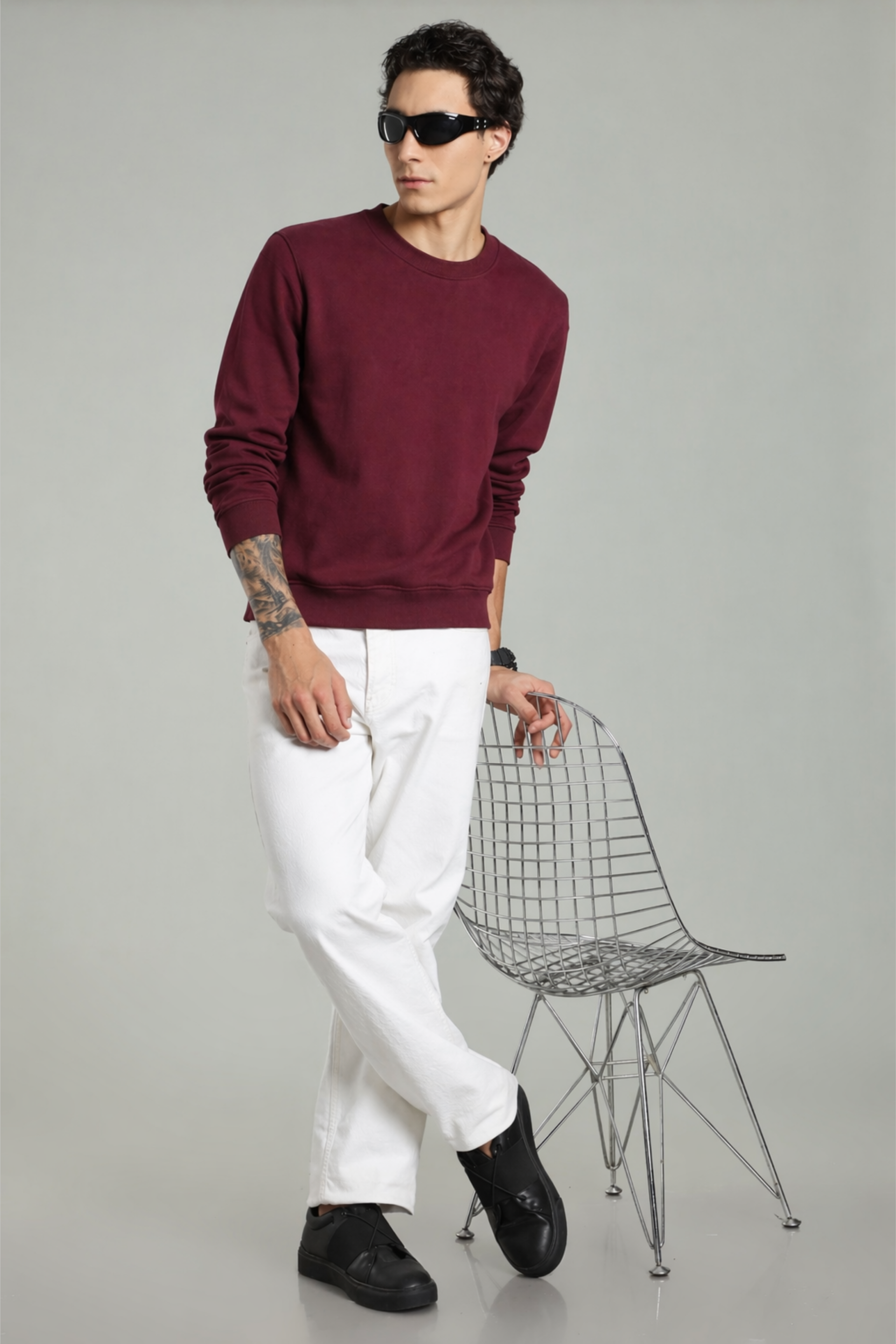 Maroon Solid Sweatshirt