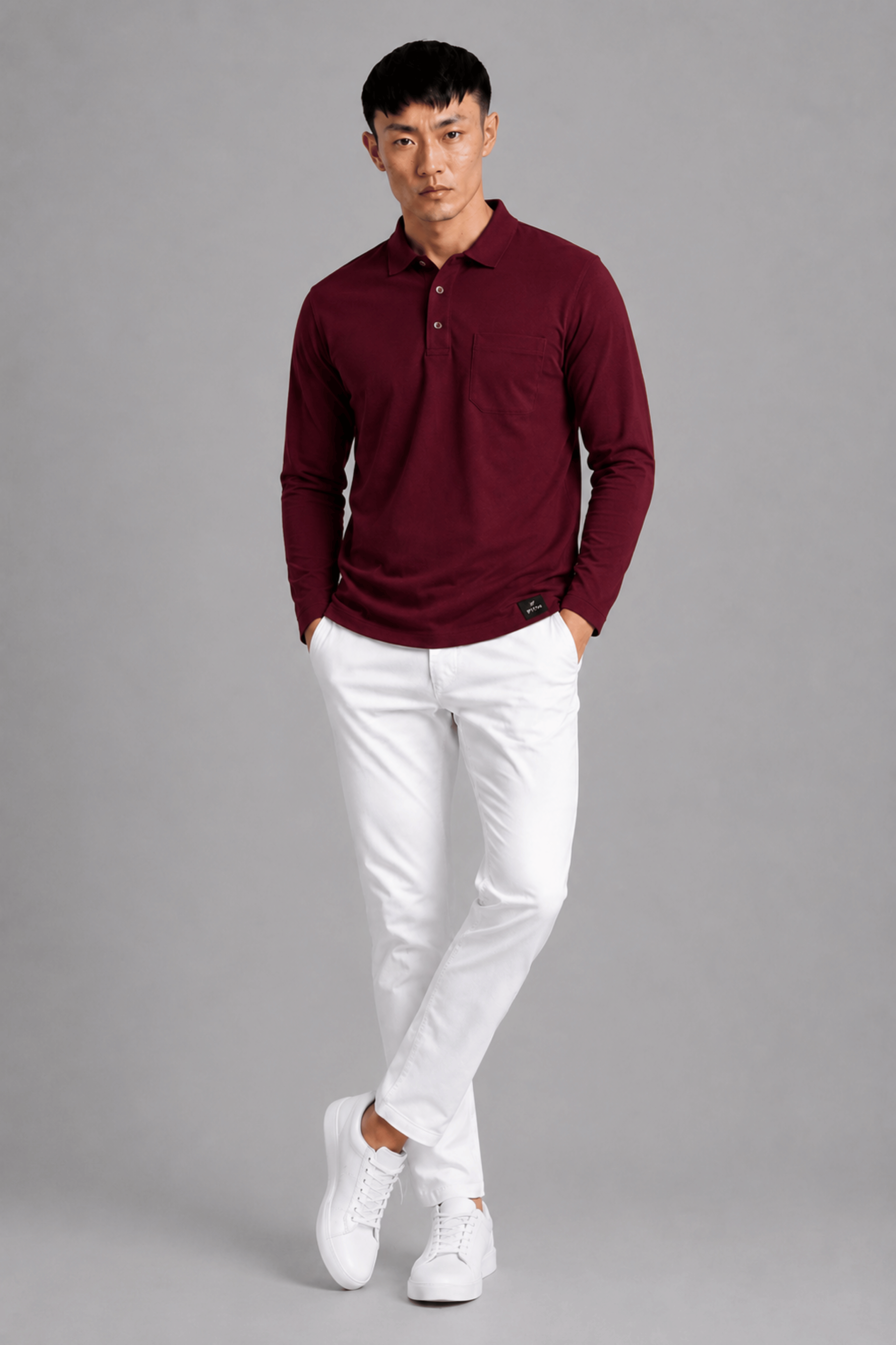 Pocket Maroon Full Sleeve Polo