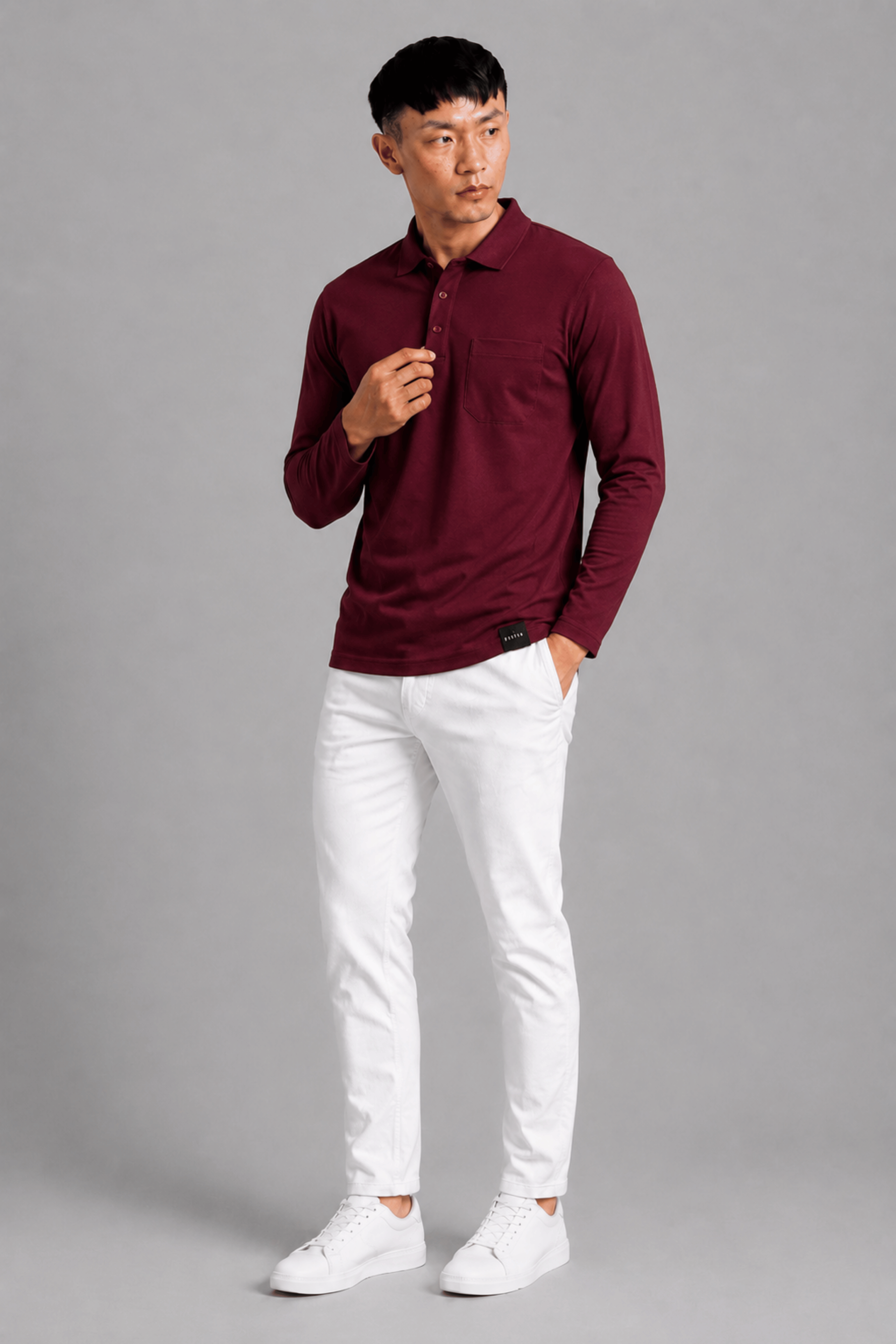 Pocket Maroon Full Sleeve Polo