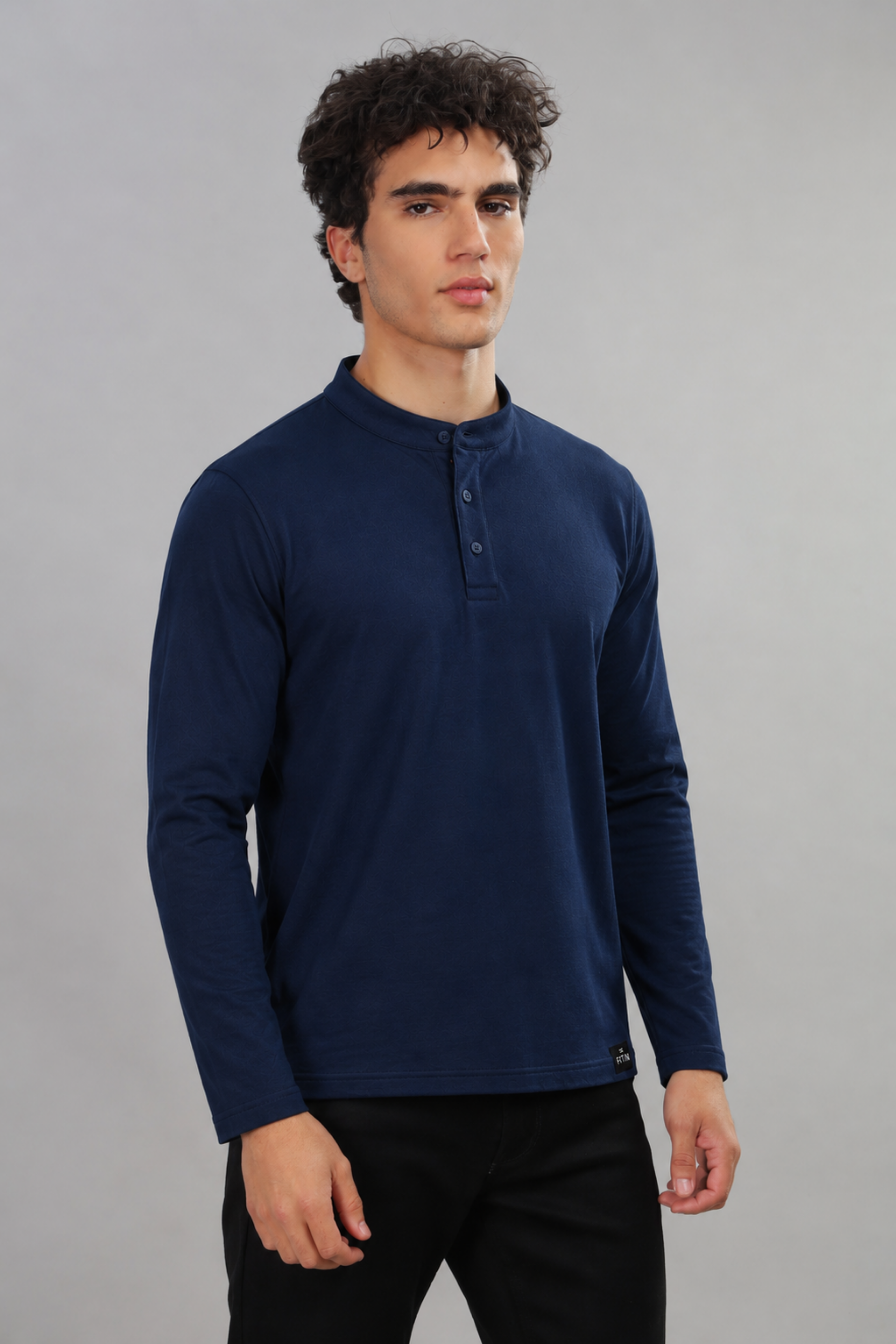 Navy Henly Neck T-Shirt
