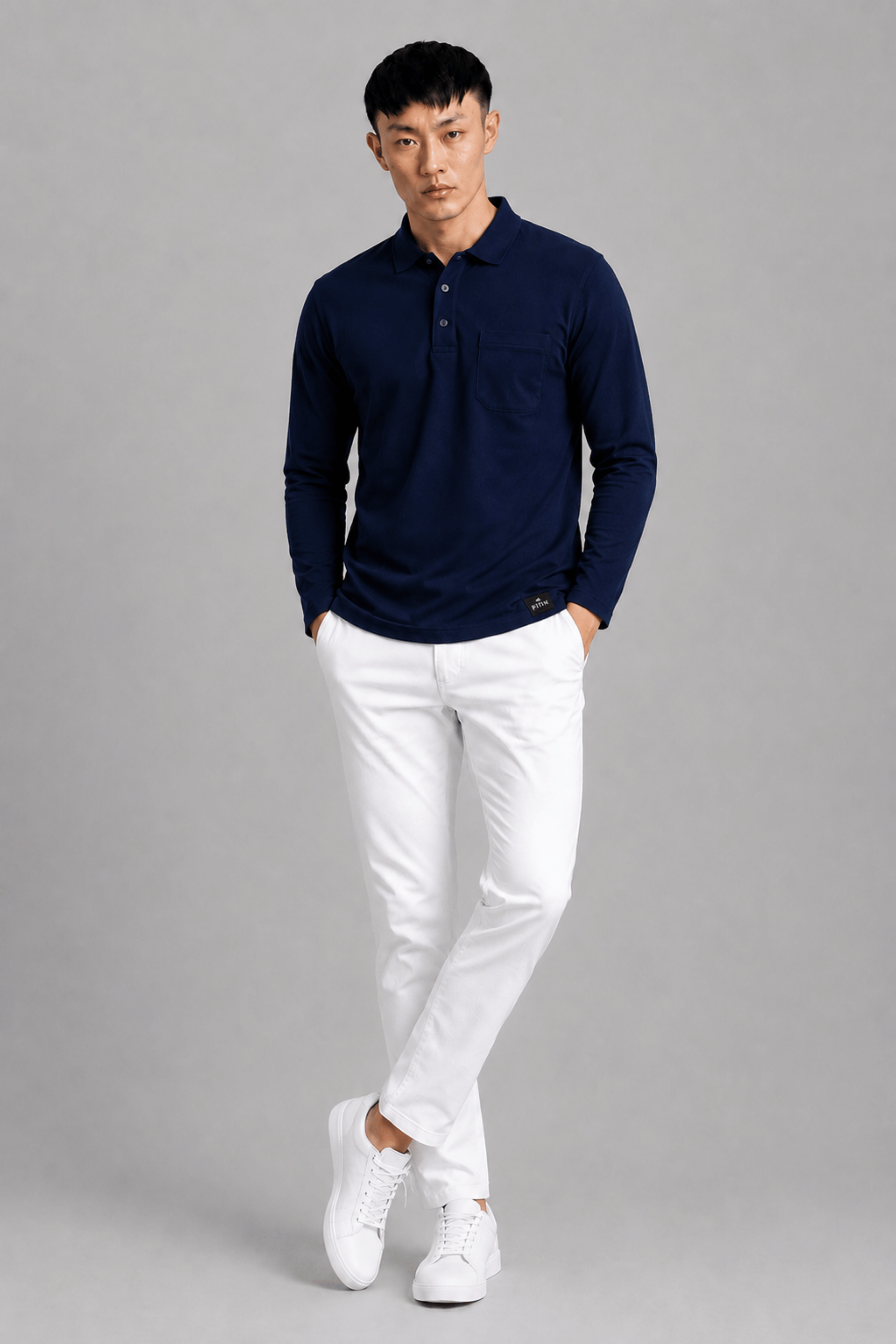Pocket Navy Full Sleeve Polo