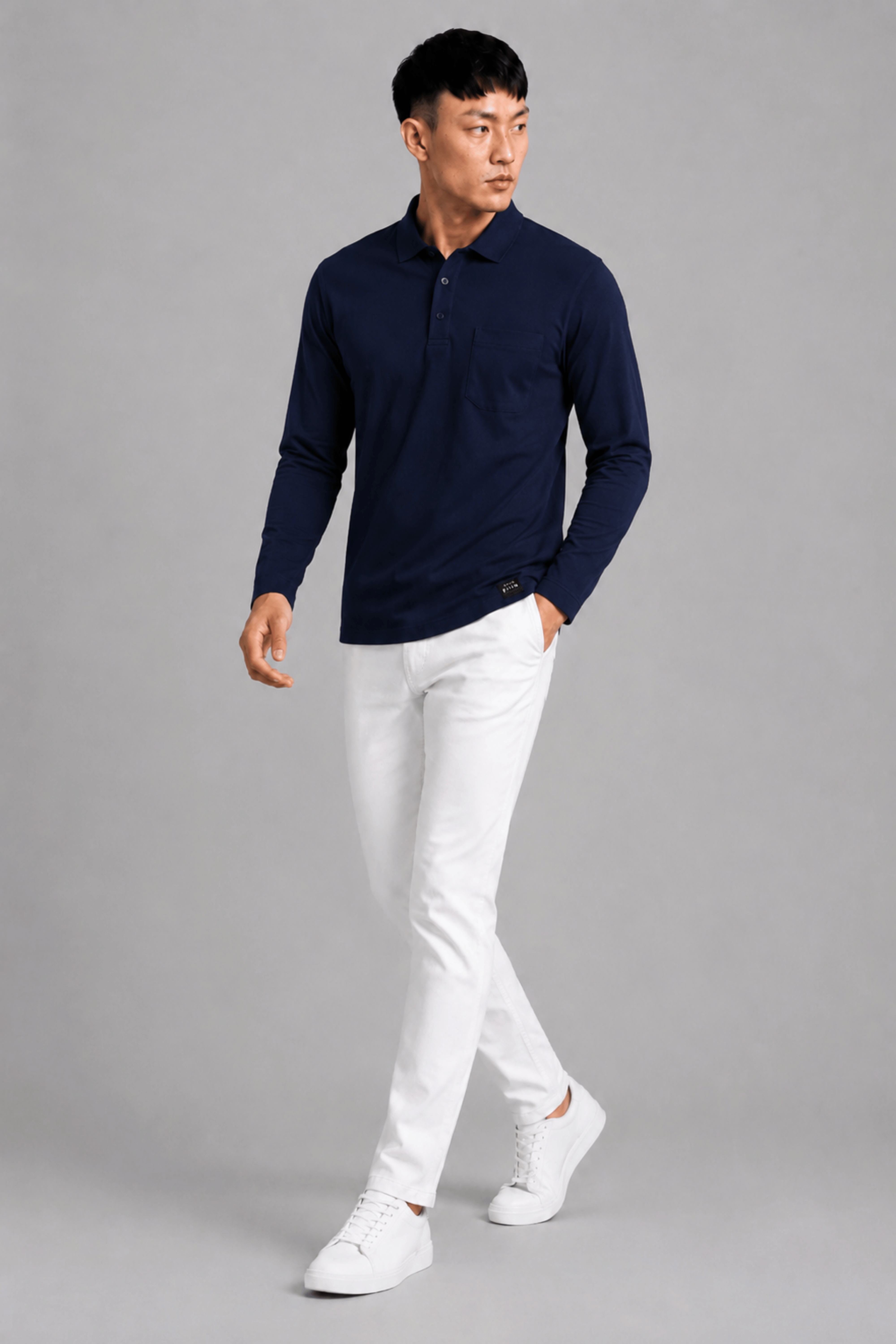 Pocket Navy Full Sleeve Polo