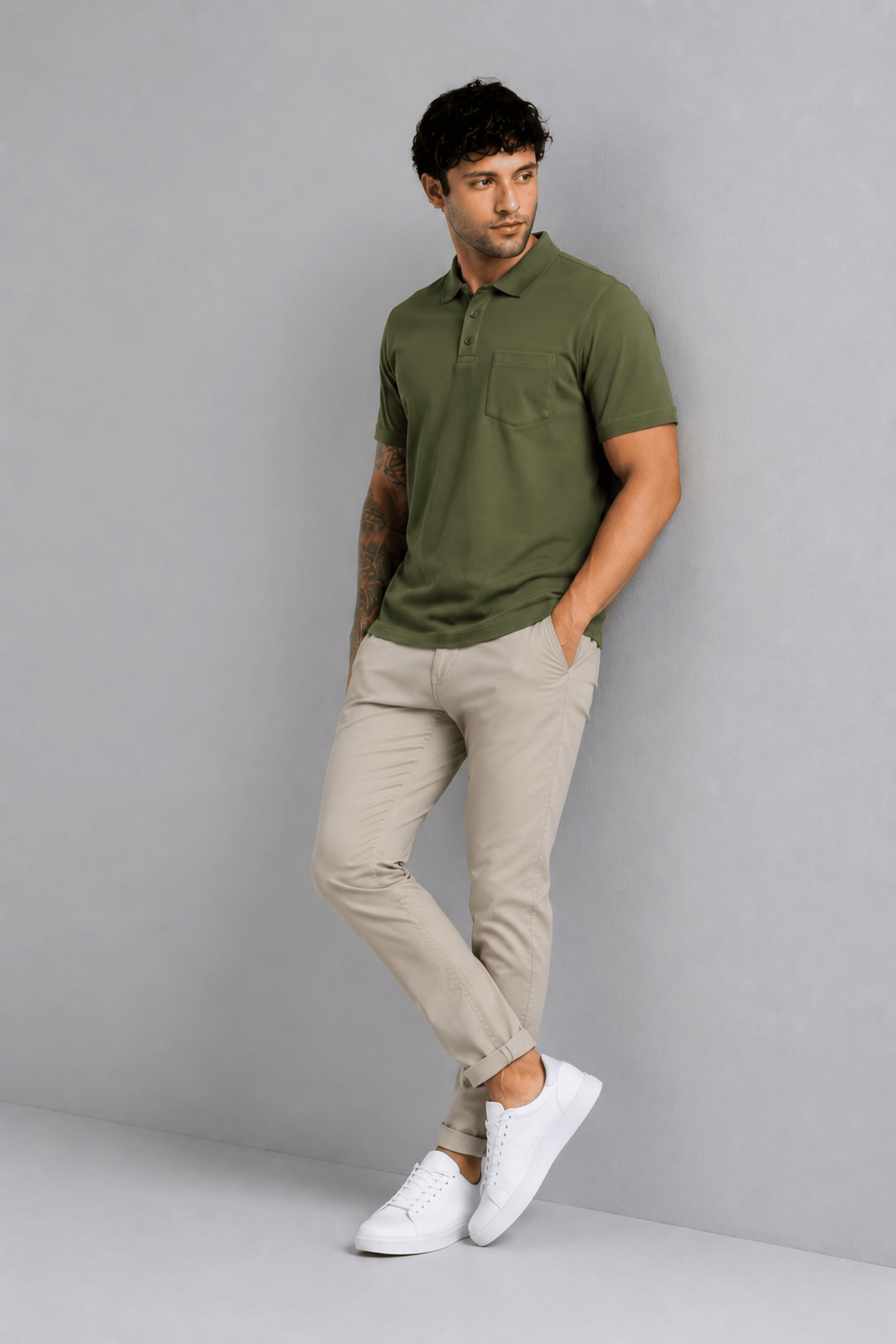 Olive Pocket Polo