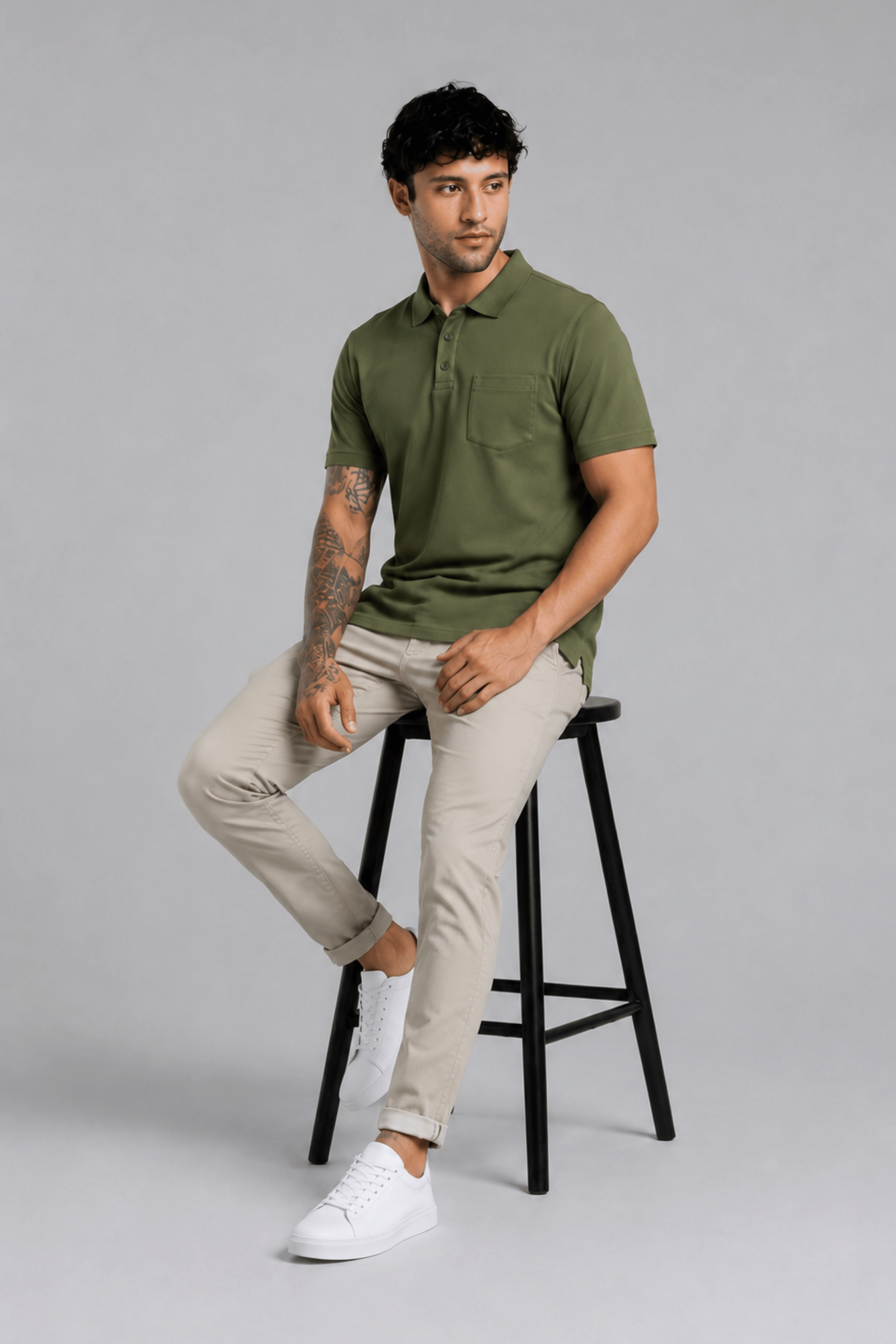 Olive Pocket Polo
