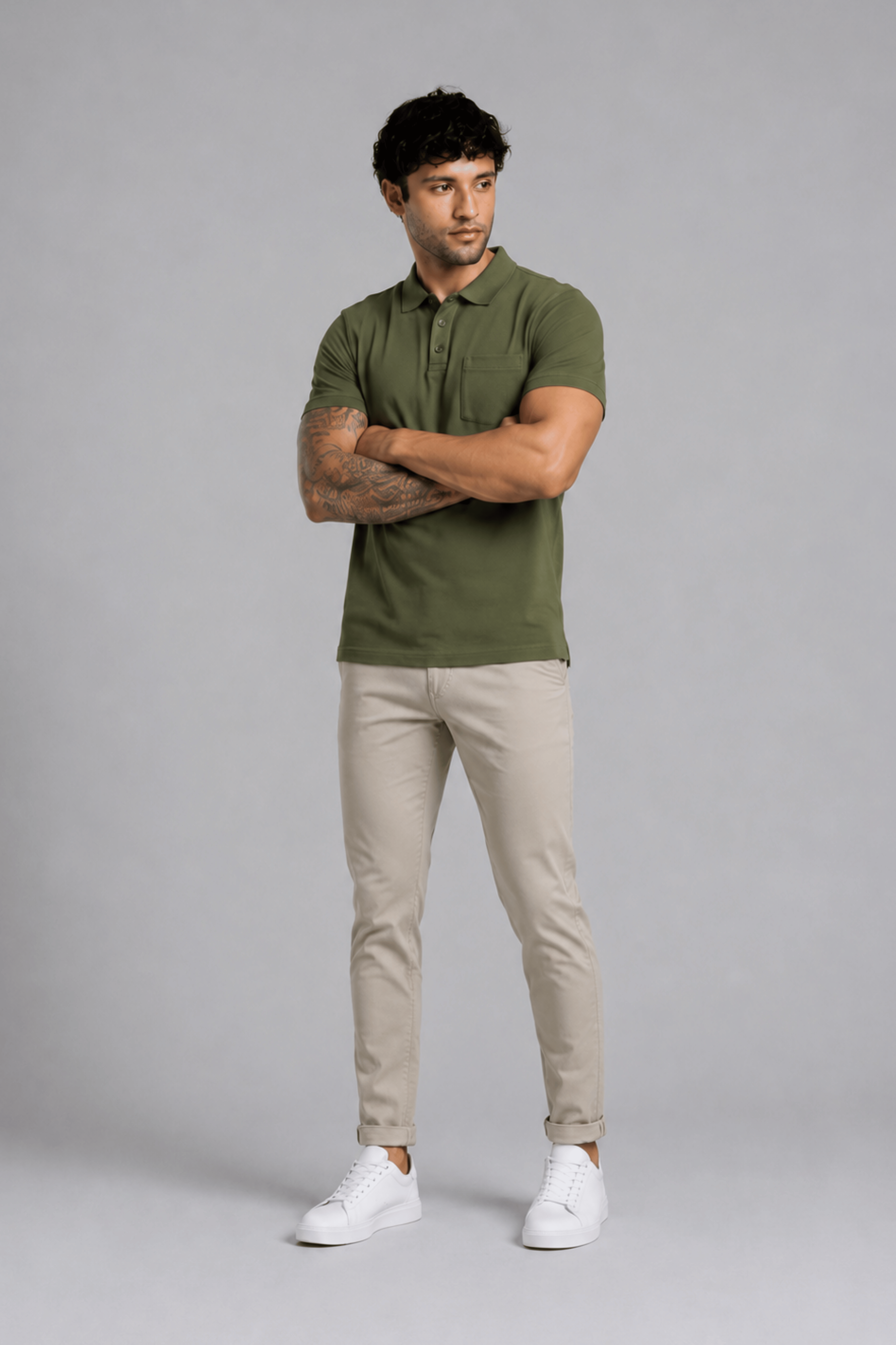 Olive Pocket Polo