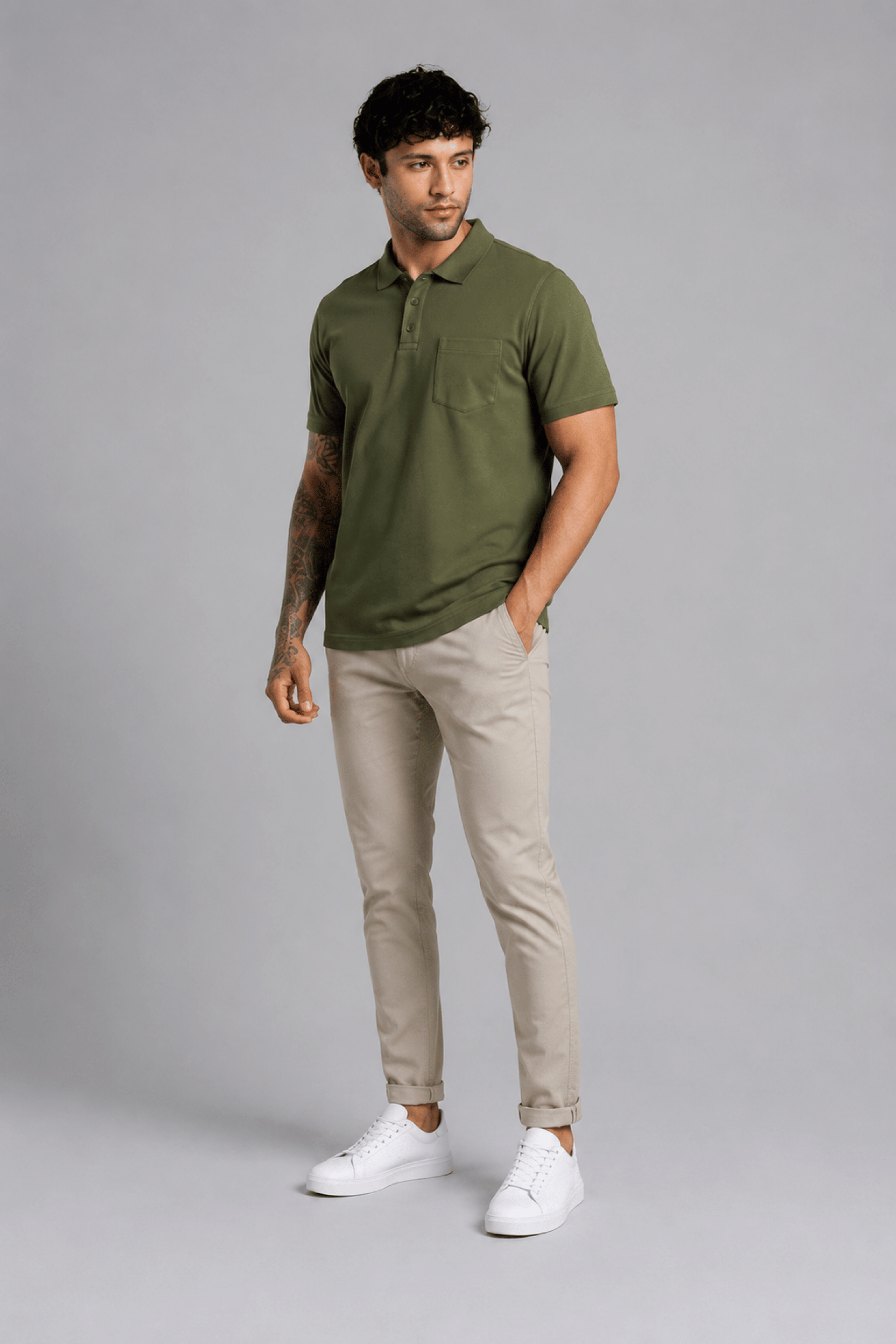 Olive Pocket Polo