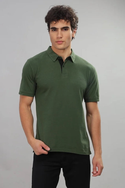 Olive polo – Pure cotton