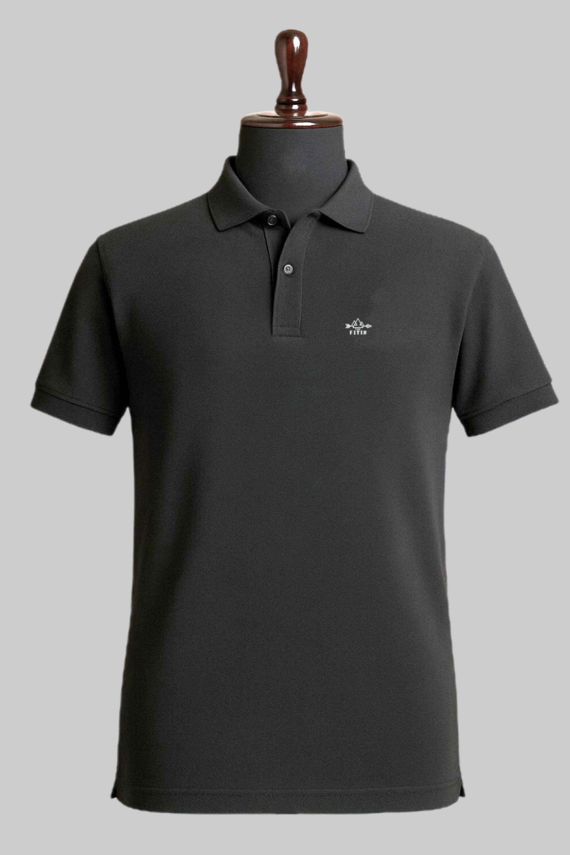 Black Cotton Polo T-Shirt