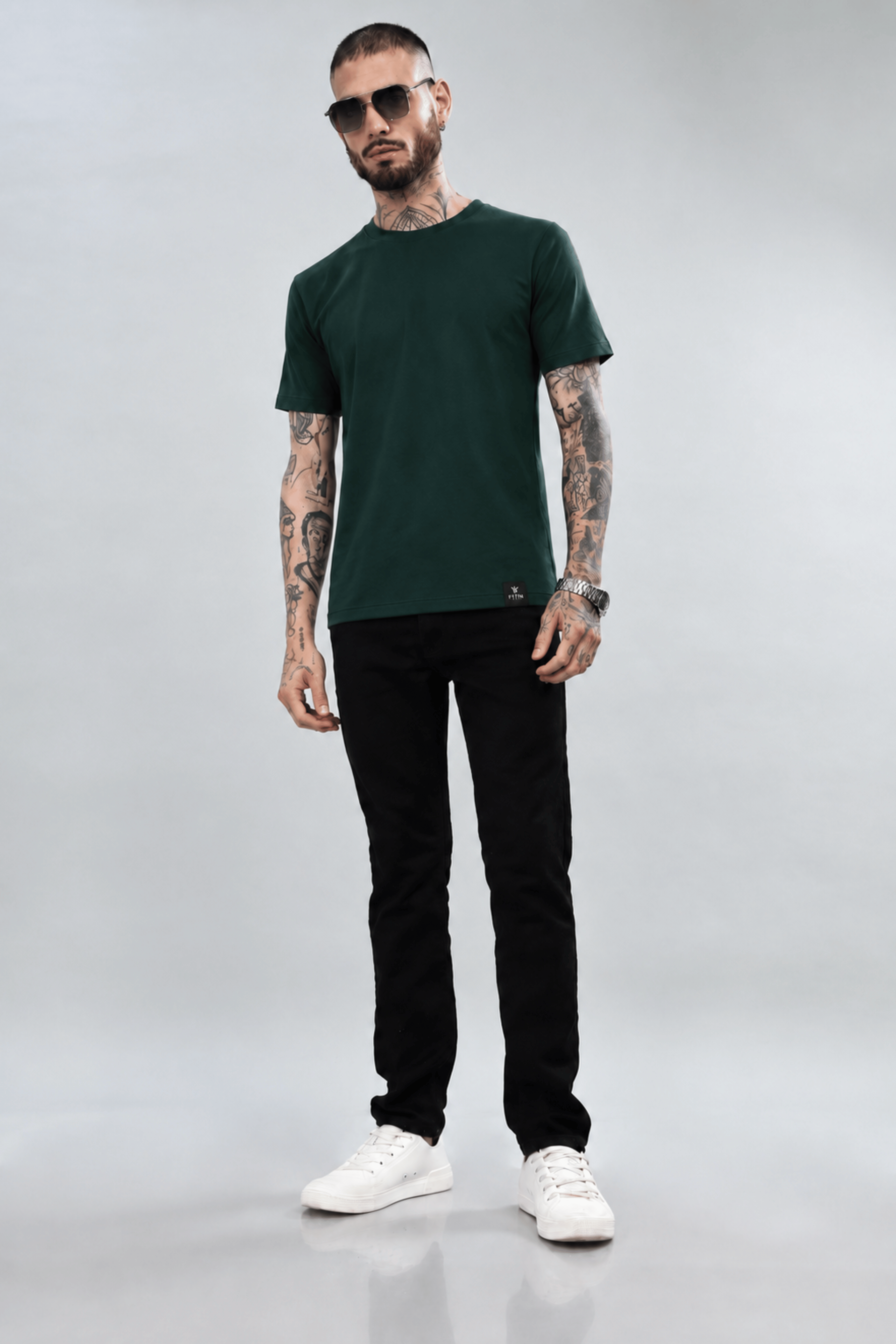 Bottle Green Plain Tee