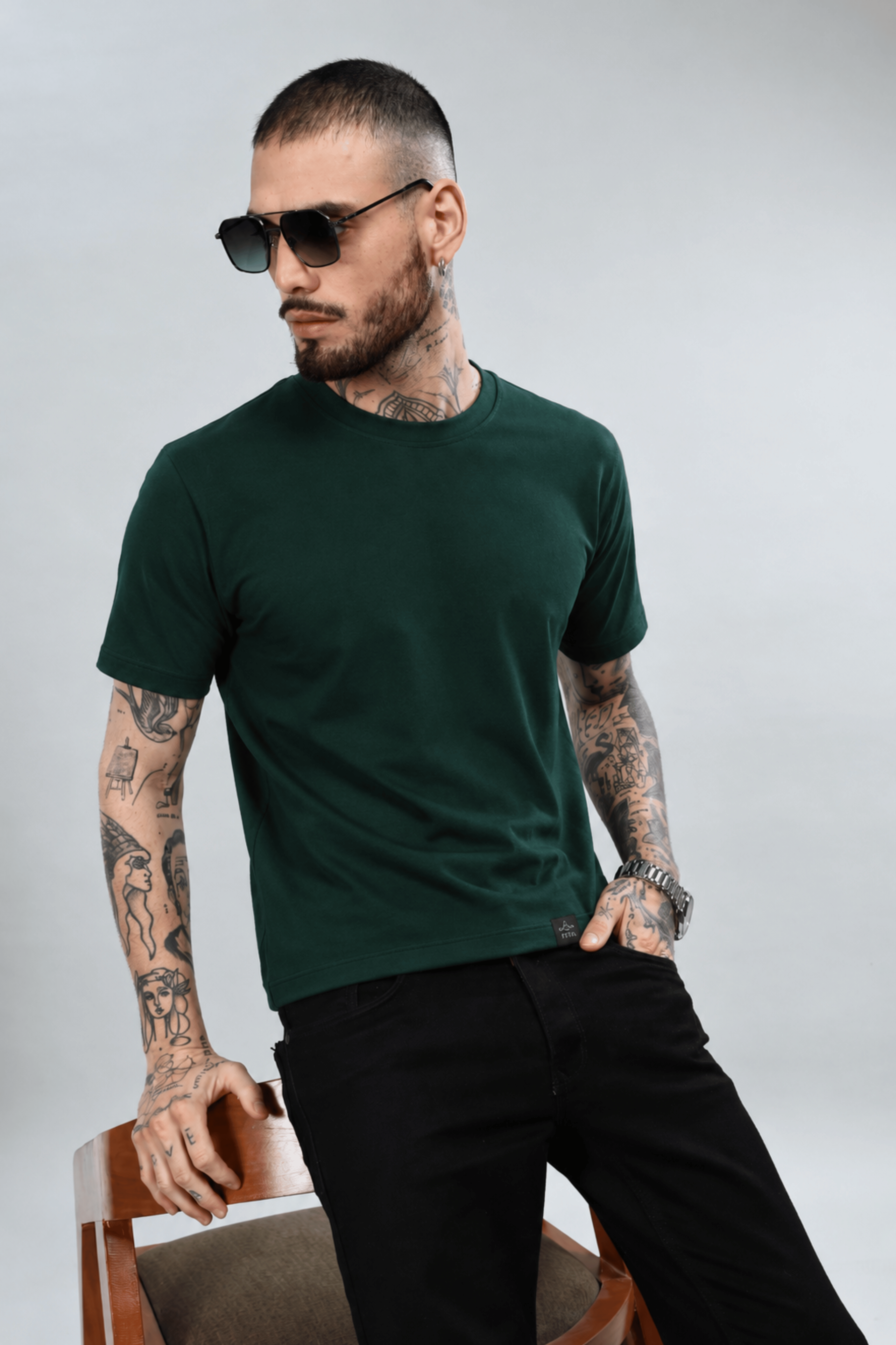 Bottle Green Plain Tee