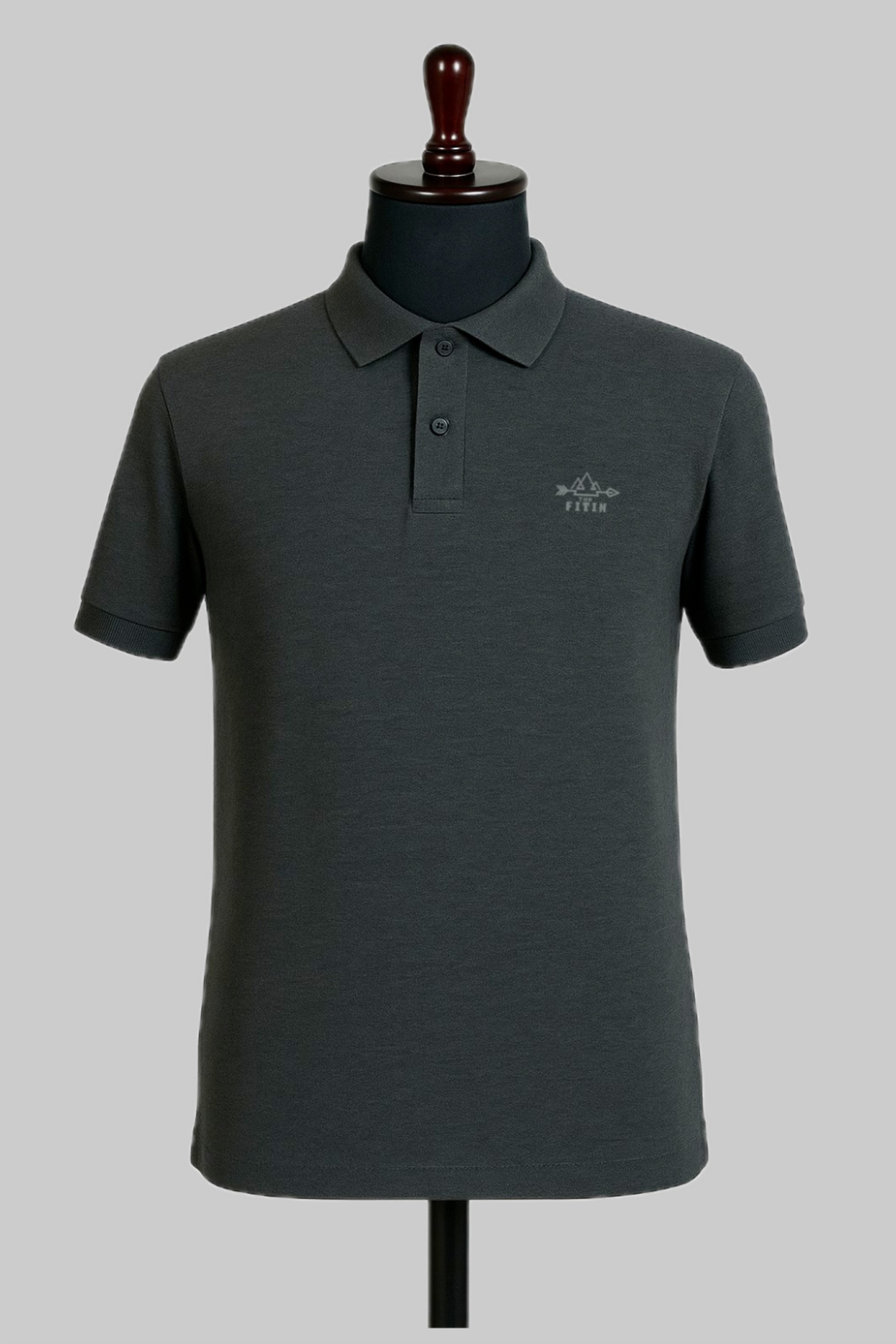 Graphite Melange Cotton Polo T-Shirt